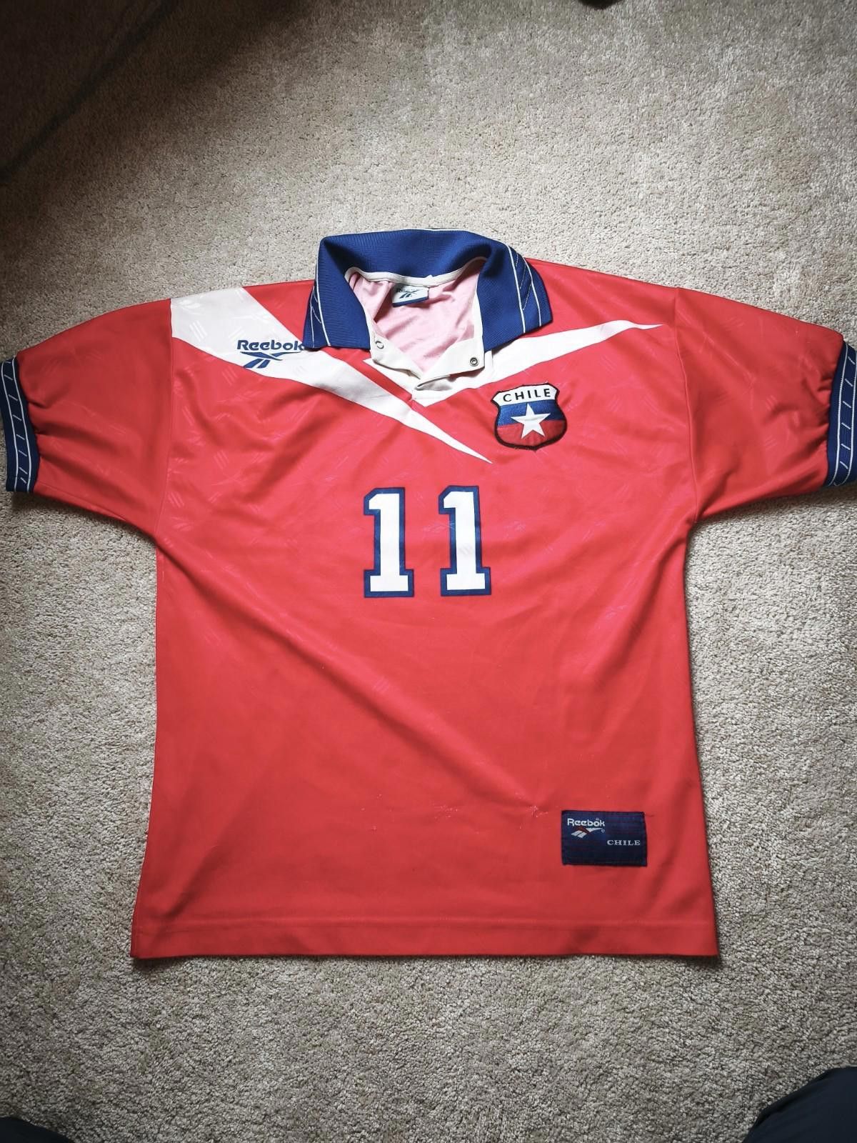 Reebok 96-98 Chile Soccer Marcelo Salas 11 Home Jersey Size Medium Size ONE SIZE - 1 Thumbnail