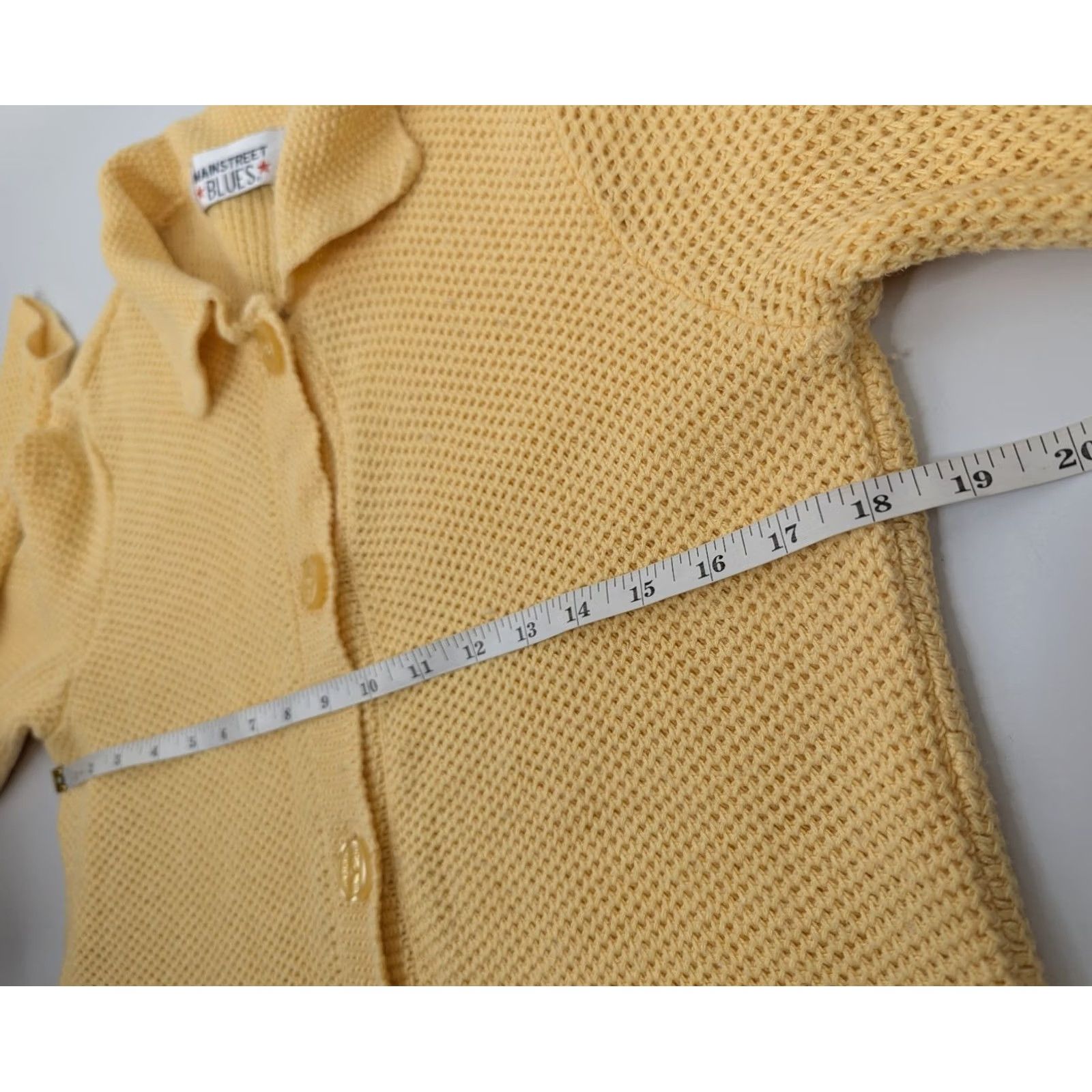Vintage Mainstreet Blues Cardigan Sweater Long Sleeve Button V-Neck Yellow M Womens Plus Size Size M / US 6-8 / IT 42-44 - 6 Thumbnail