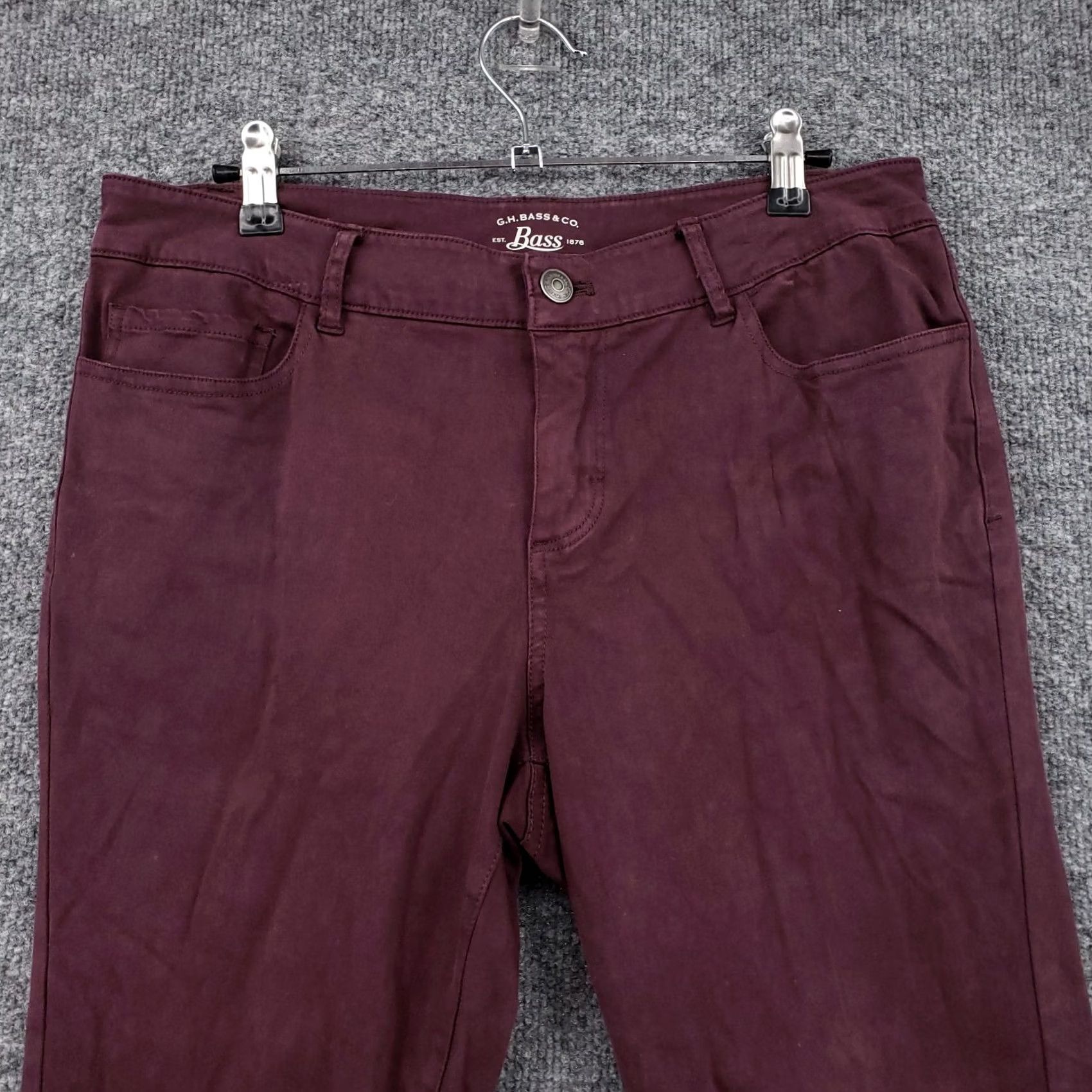 Vintage GH Bass Co Jeans Womens 8 Maroon Red Skinny Ankle Mid Rise Stretch Zip Fly 31x24 Size 30" / US 8 / IT 44 - 3 Thumbnail
