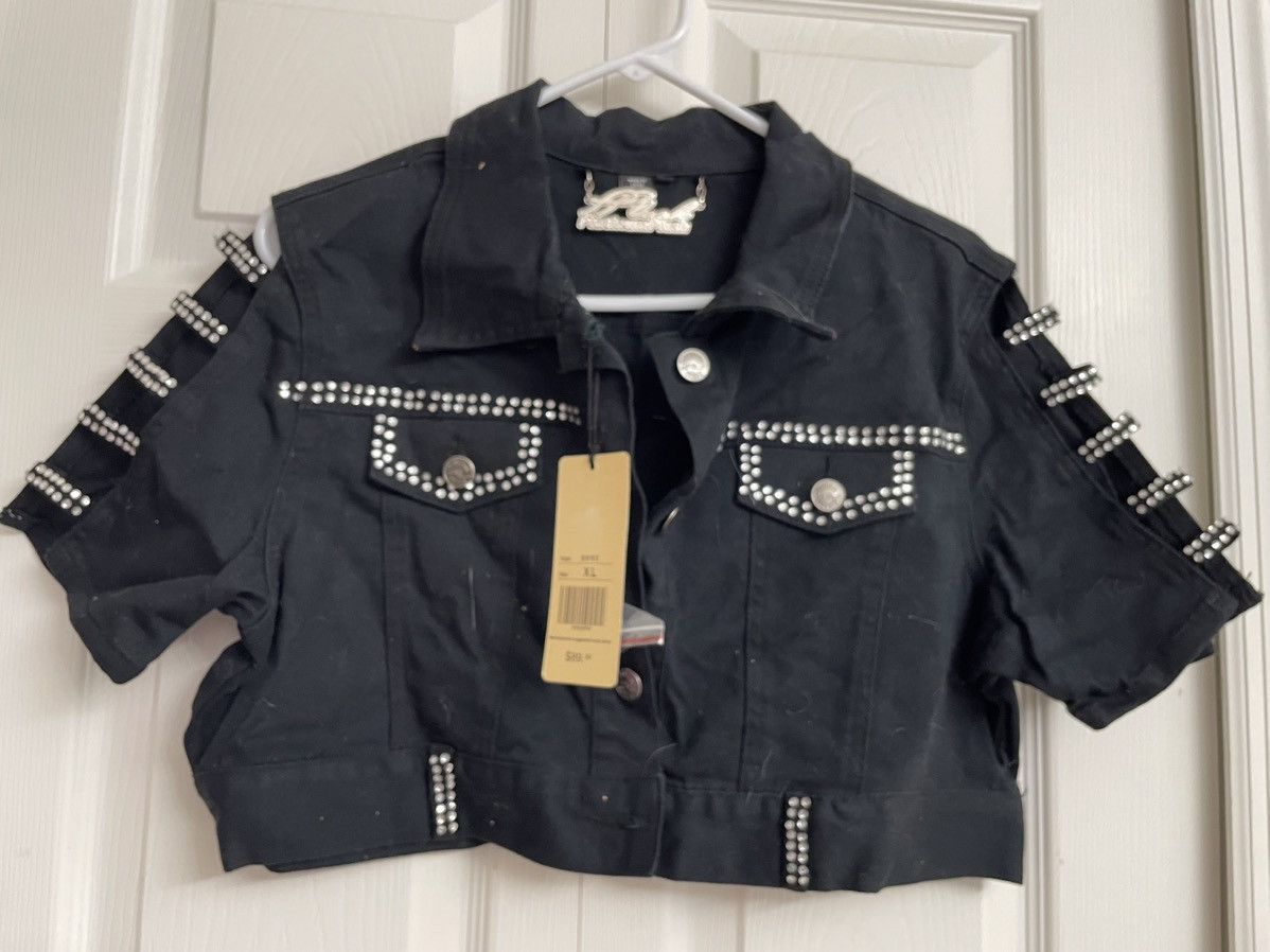 Vintage Vintage Platinum Plush Black Jacket With Rhinestones Size XL Size XL / US 12-14 / IT 48-50 - 1 Thumbnail