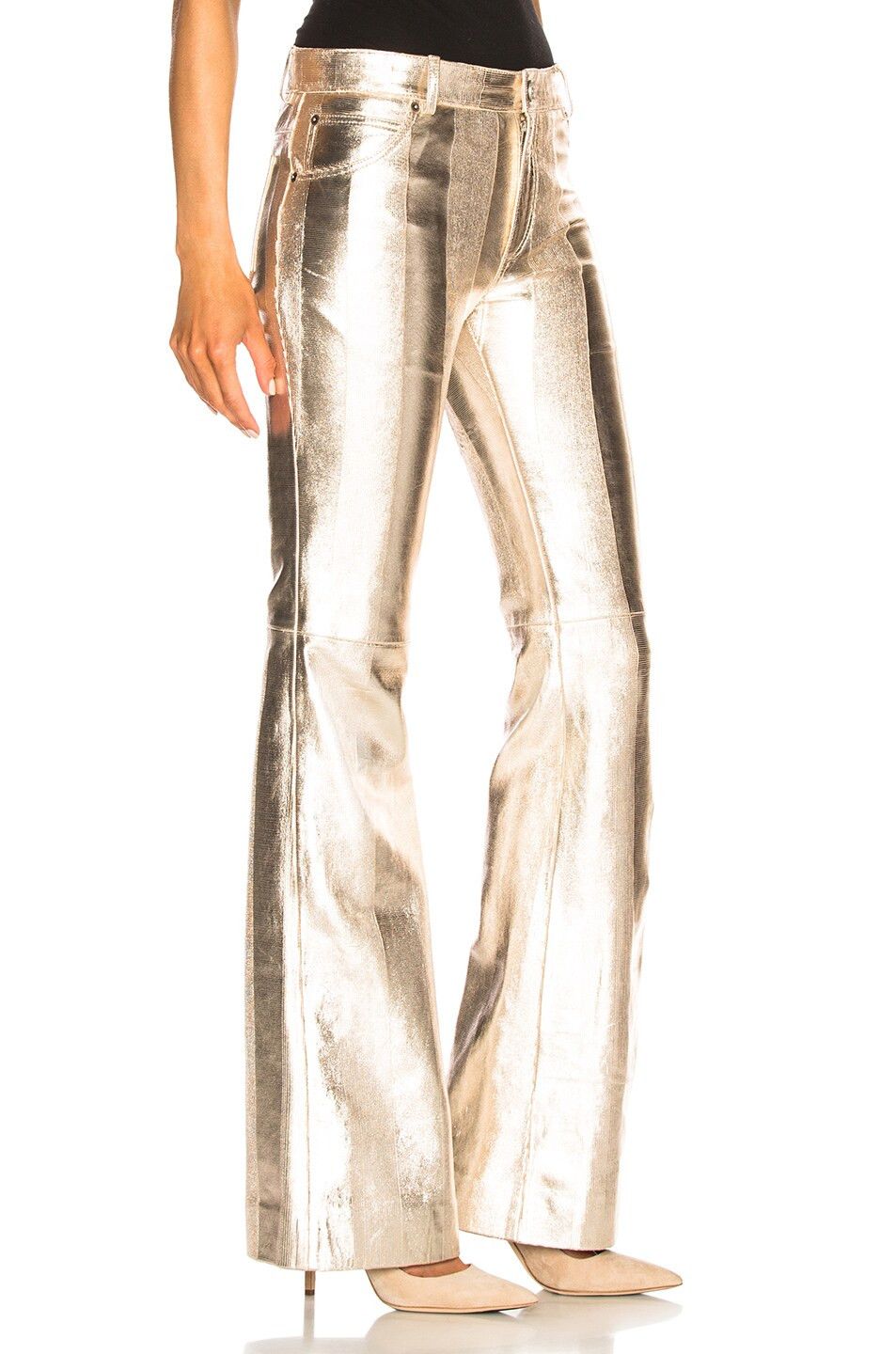 Chloe o1y0825 Leather Casual Pant in Platinum Size 32" / US 10 / IT 46 - 2 Thumbnail