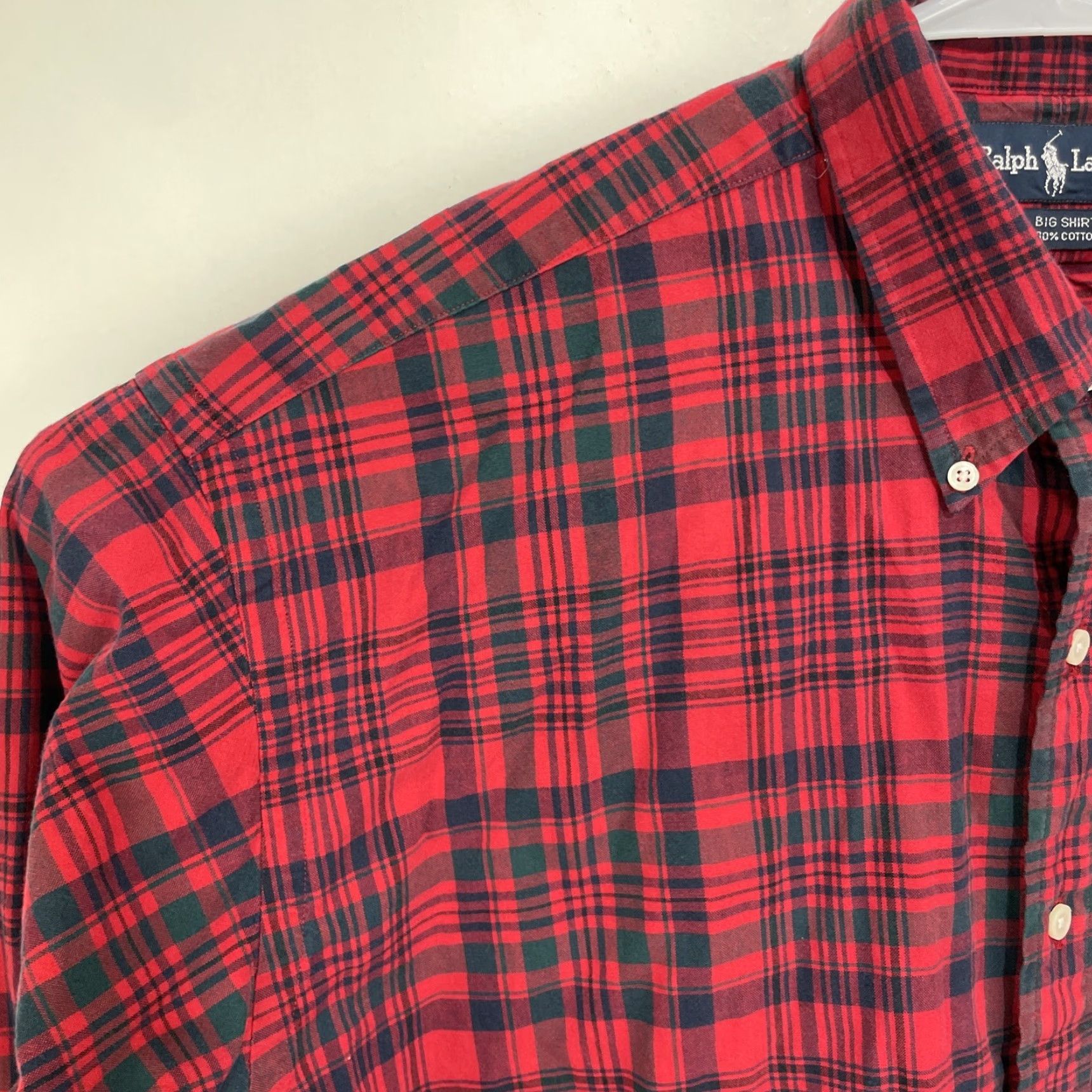 Ralph Lauren Ralph Lauren Button-Up Shirt Mens Large Red Blue Plaid Cotton Classic Fit Button-Front Casual, All Seasons, Logo, Button-Down, Long Sleeve Size US L / EU 52-54 / 3 - 4 Thumbnail