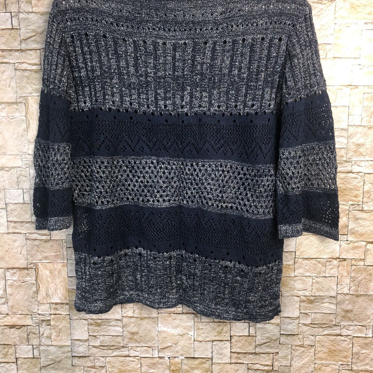 Homespun Knitwear × Japanese Brand × Vintage Japanese Brand Dark Blue crochet vintage Knitwear #A200 Size M / US 6-8 / IT 42-44 - 3 Thumbnail