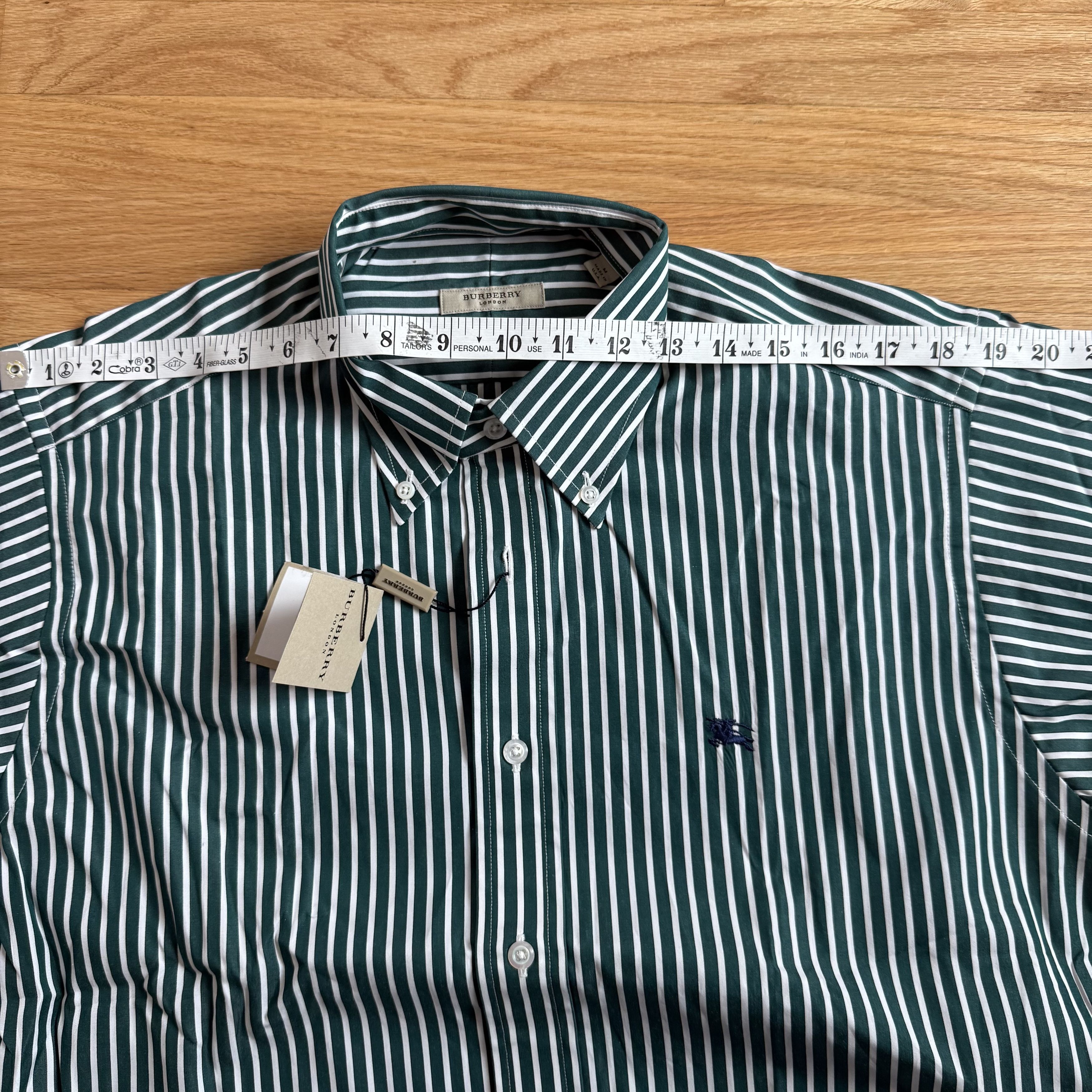Burberry Burberry London Green Striped Button Down Shirt Size US M / EU 48-50 / 2 - 5 Thumbnail