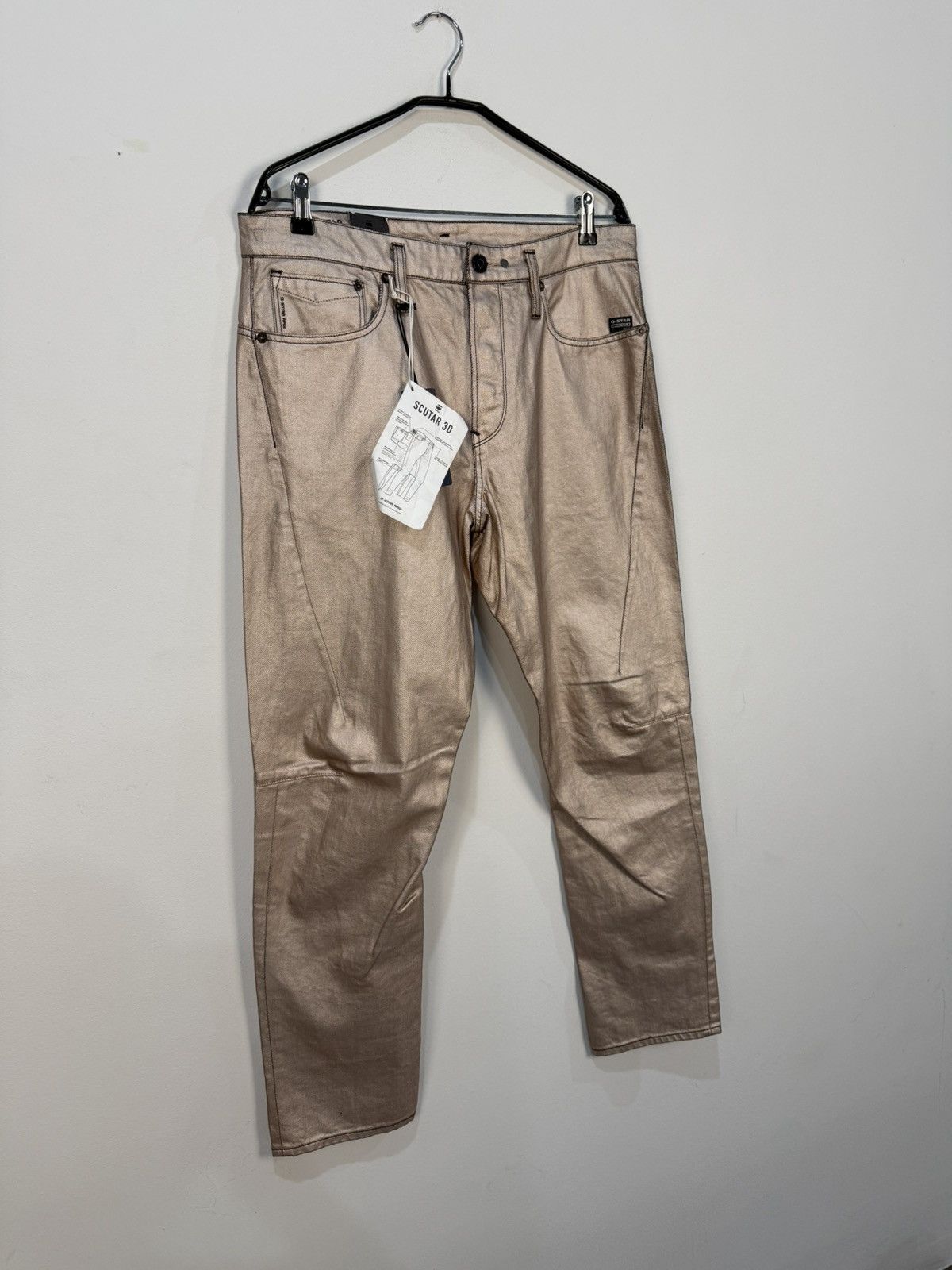 G-Star G-Star Raw Scutar 3D Gold Metallic Denim Pants Size US 32 / EU 48 - 3 Thumbnail