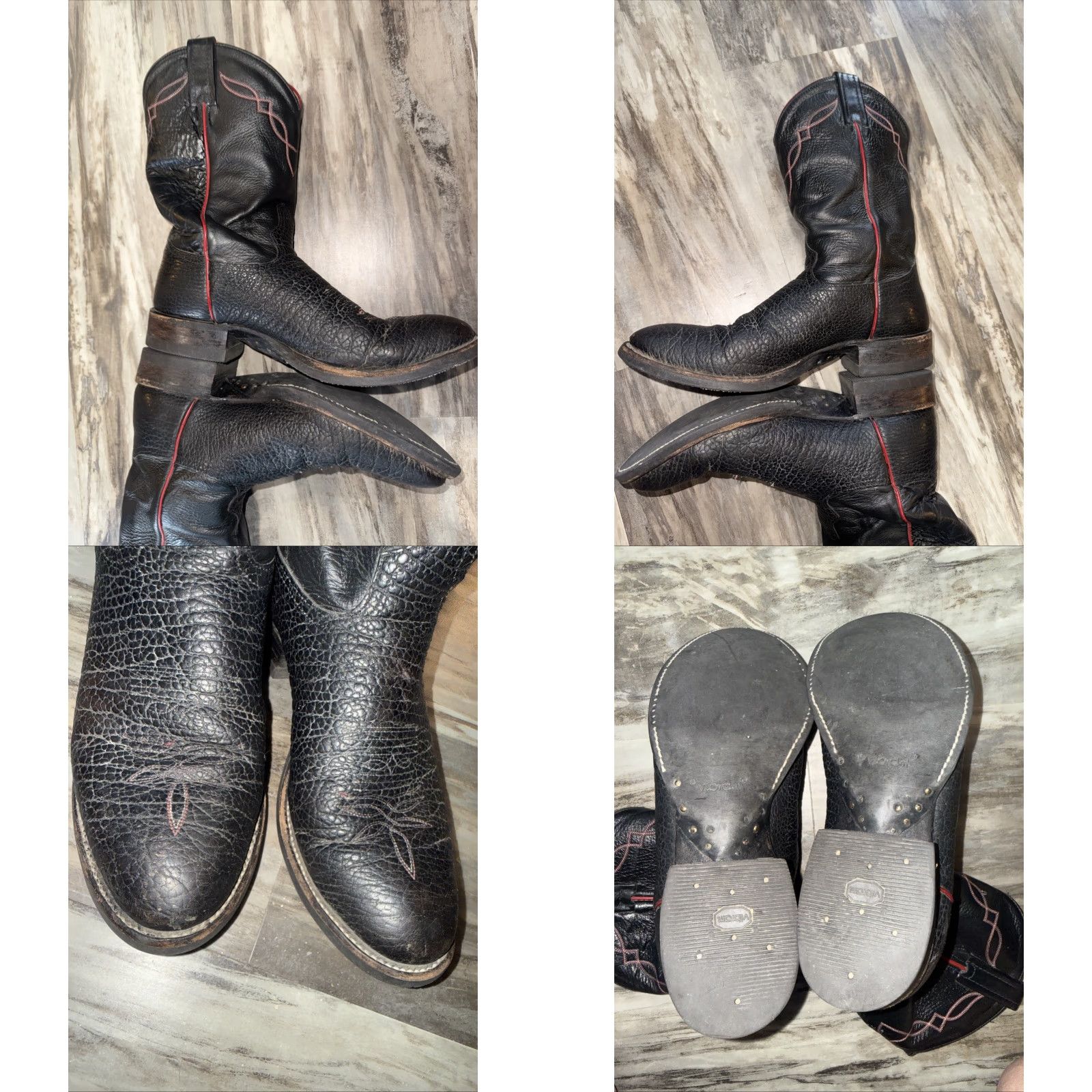 Tony Lama Tony Lama Western Cowboy Boots 9.5 B USA Men Leather Black Red Trim Embroidered Vibram Outsole Western 2022 Boot Size US 10 / EU 43 - 9 Thumbnail