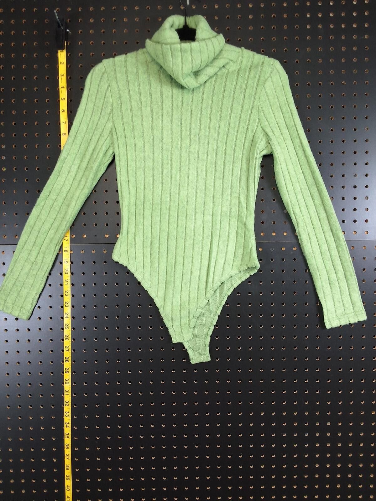 The Unbranded Brand Chic Green Ribbed Turtleneck Bodysuit - Small Size S / US 4 / IT 40 - 1 Thumbnail