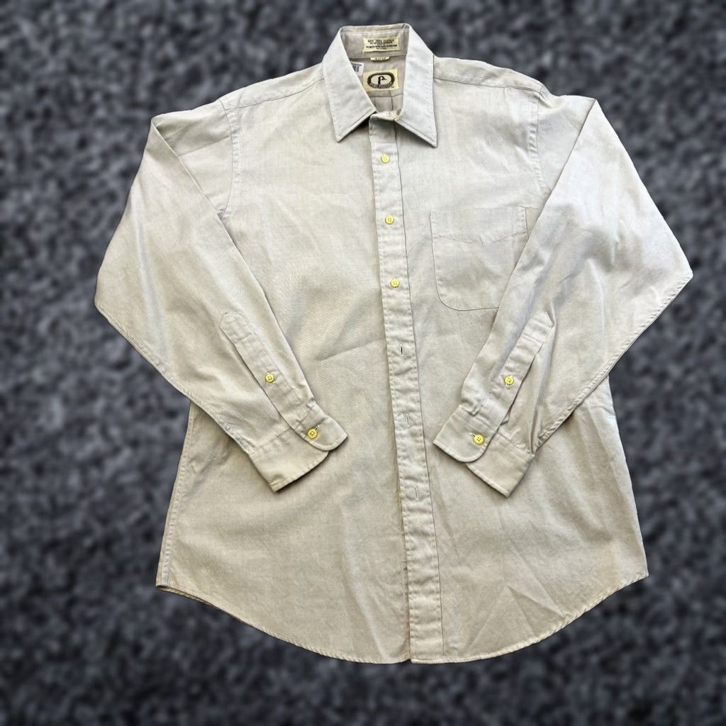 Vintage Bert Pulitzer Shirt Mens 15.5-33 Beige Long Sleeve Collared Button Up Oxford Size US L / EU 52-54 / 3 - 1 Thumbnail