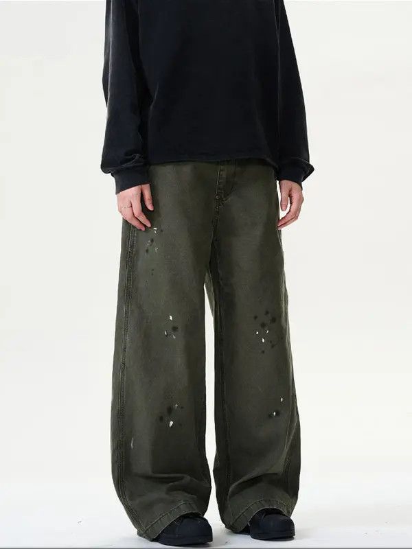 Japanese Brand nji American retro ink-splashed loose workwear jeans for men Size US 32 / EU 48 - 5 Thumbnail