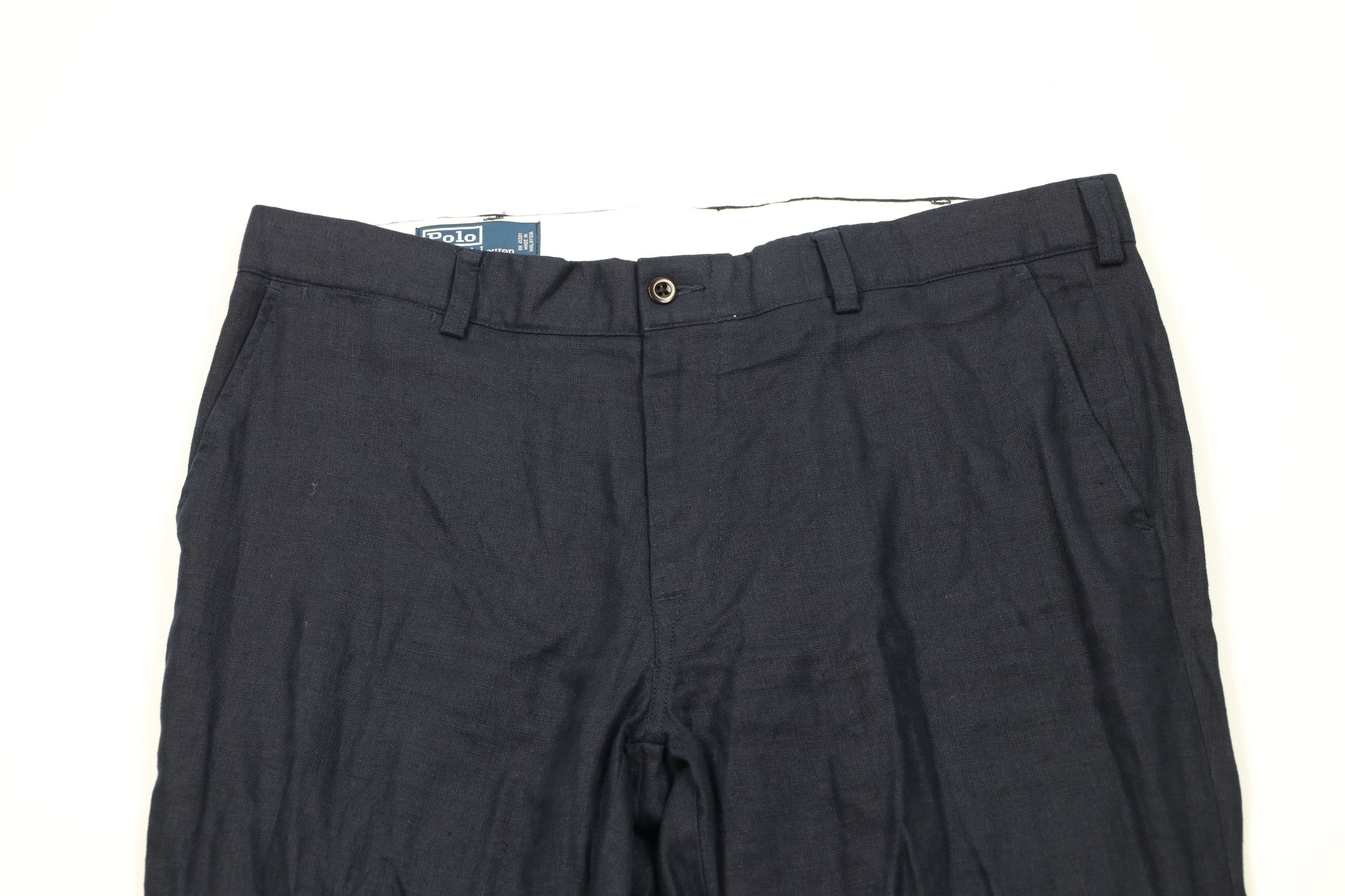 Ralph Lauren × Vintage Vintage 90s Ralph Lauren Wide Leg Chino Pants Navy Blue Size US 38 / EU 54 - 2 Thumbnail