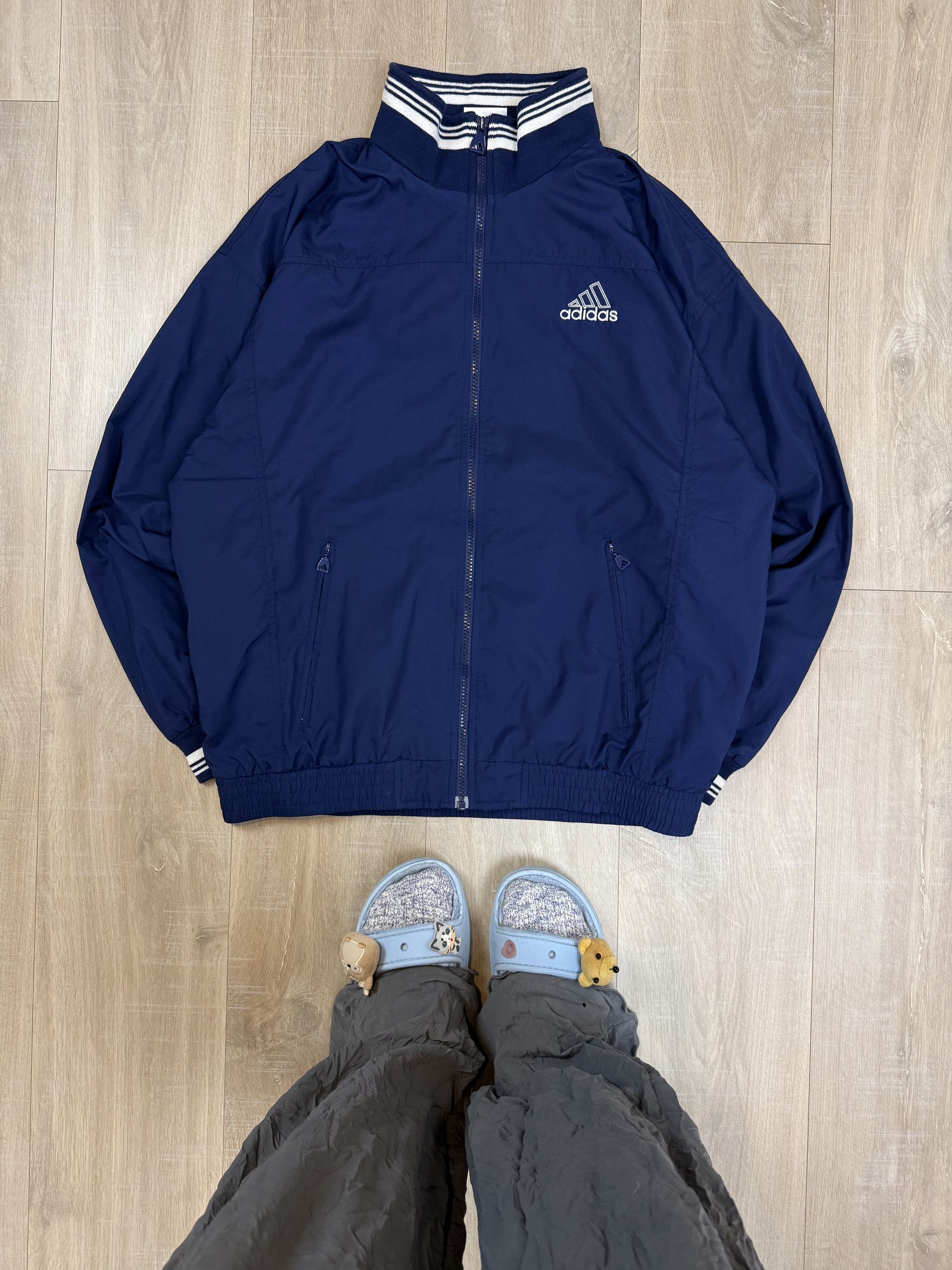 Adidas Vintage Adidas Windbreaker Navy Blue Size M Size US M / EU 48-50 / 2 - 1 Thumbnail