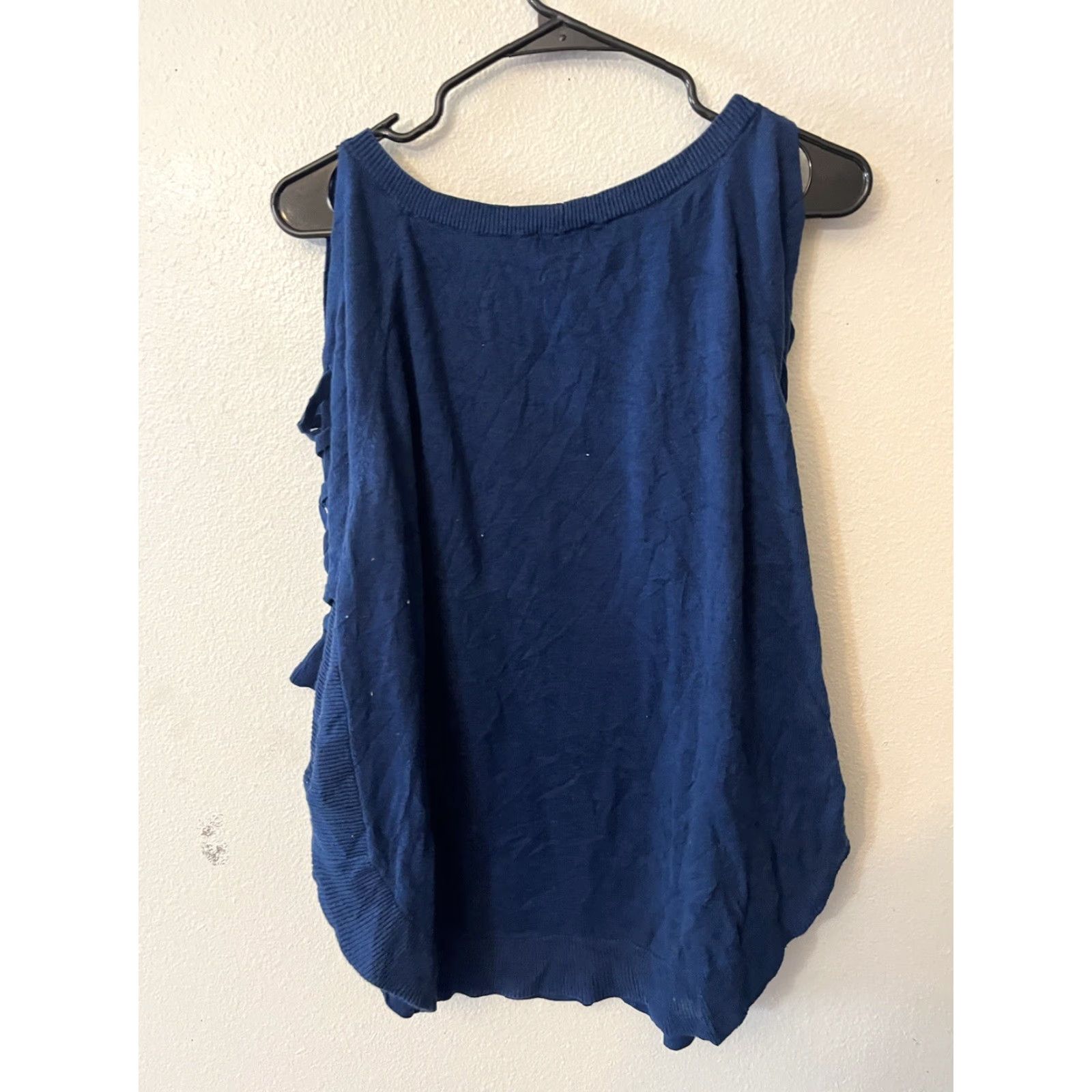 Express VINTAGE Express Knit Shirt Women Cold Shoulder Medium Blue Express Knit Sweater, Short Sleeve, 90s Event Theme, Womens, Medium Size M / US 6-8 / IT 42-44 - 3 Thumbnail