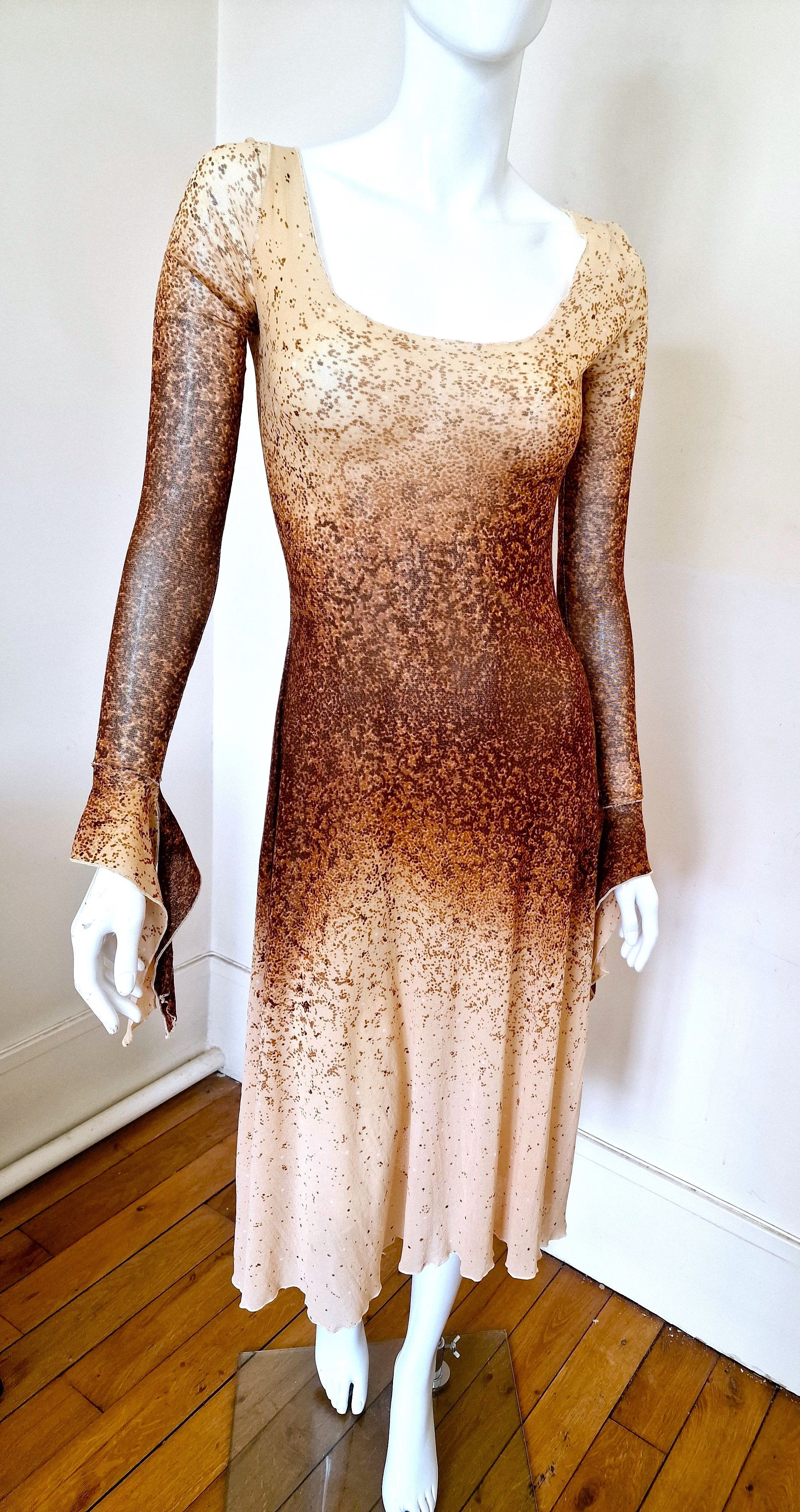 Jean Paul Gaultier Jean Paul Gaultier Sand Optical S/S 2025 Mesh Gown Dress Size L / US 10 / IT 46 - 2 Thumbnail