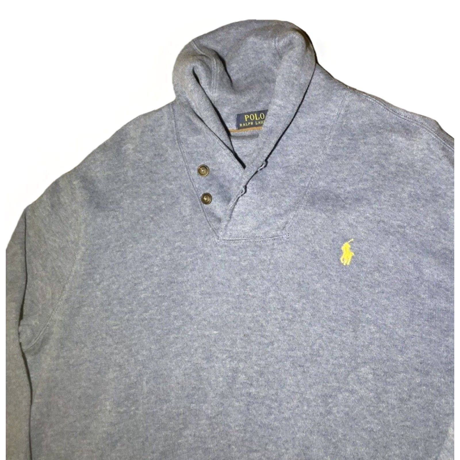 Polo Ralph Lauren VINTAGE Ralph Lauren Polo Mens Light Blue Cowl Neck Leather Elbow Patch Sweater Large Size US L / EU 52-54 / 3 - 5 Thumbnail