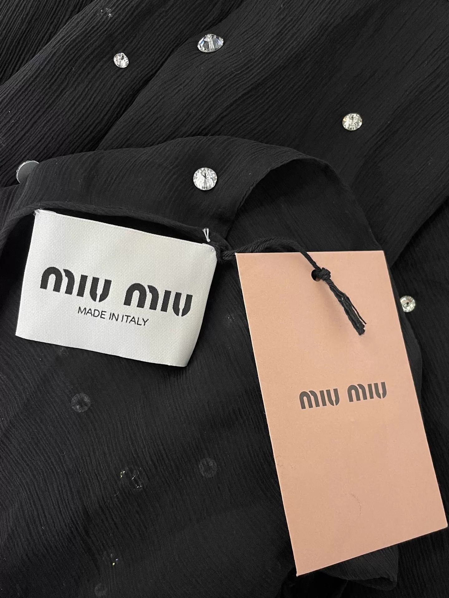 Miu Miu MIU MIU Black Full-Diamond Two-Piece Dress Women's 40 Size S / US 4 / IT 40 - 4 Thumbnail