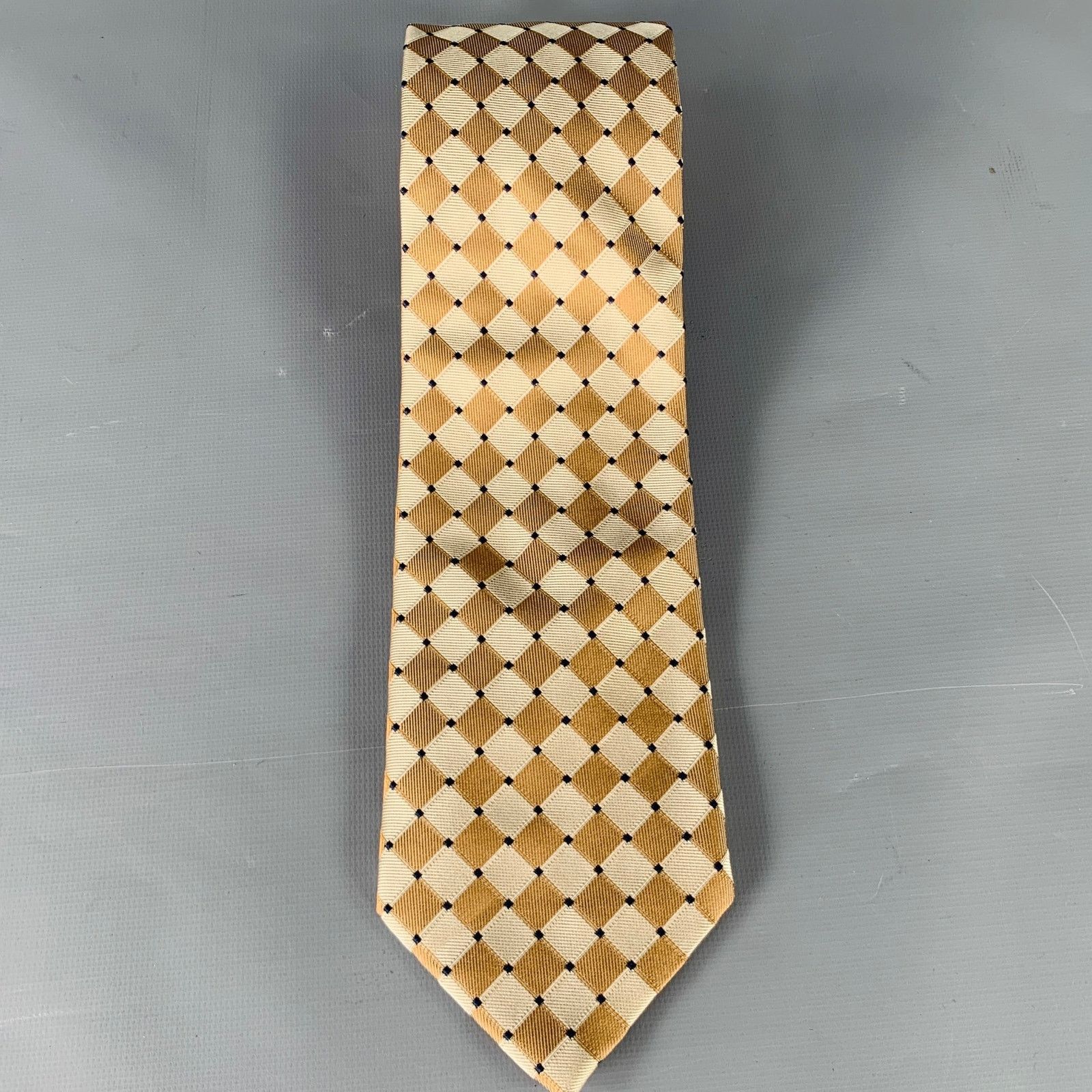 Other TASSIO Beige Cream Checkered Silk Tie Size ONE SIZE - 2 Thumbnail
