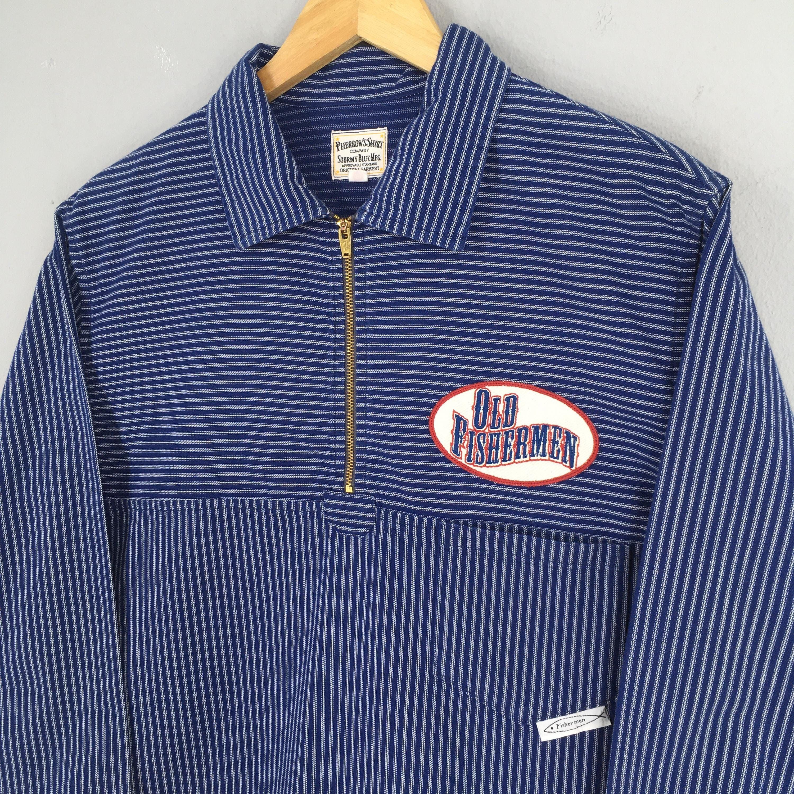 Japanese Brand × Pherrow's × Toyo Enterprises Vintage Pherrows Japan Stripes Half Zipper Shirt Large Size US L / EU 52-54 / 3 - 3 Thumbnail