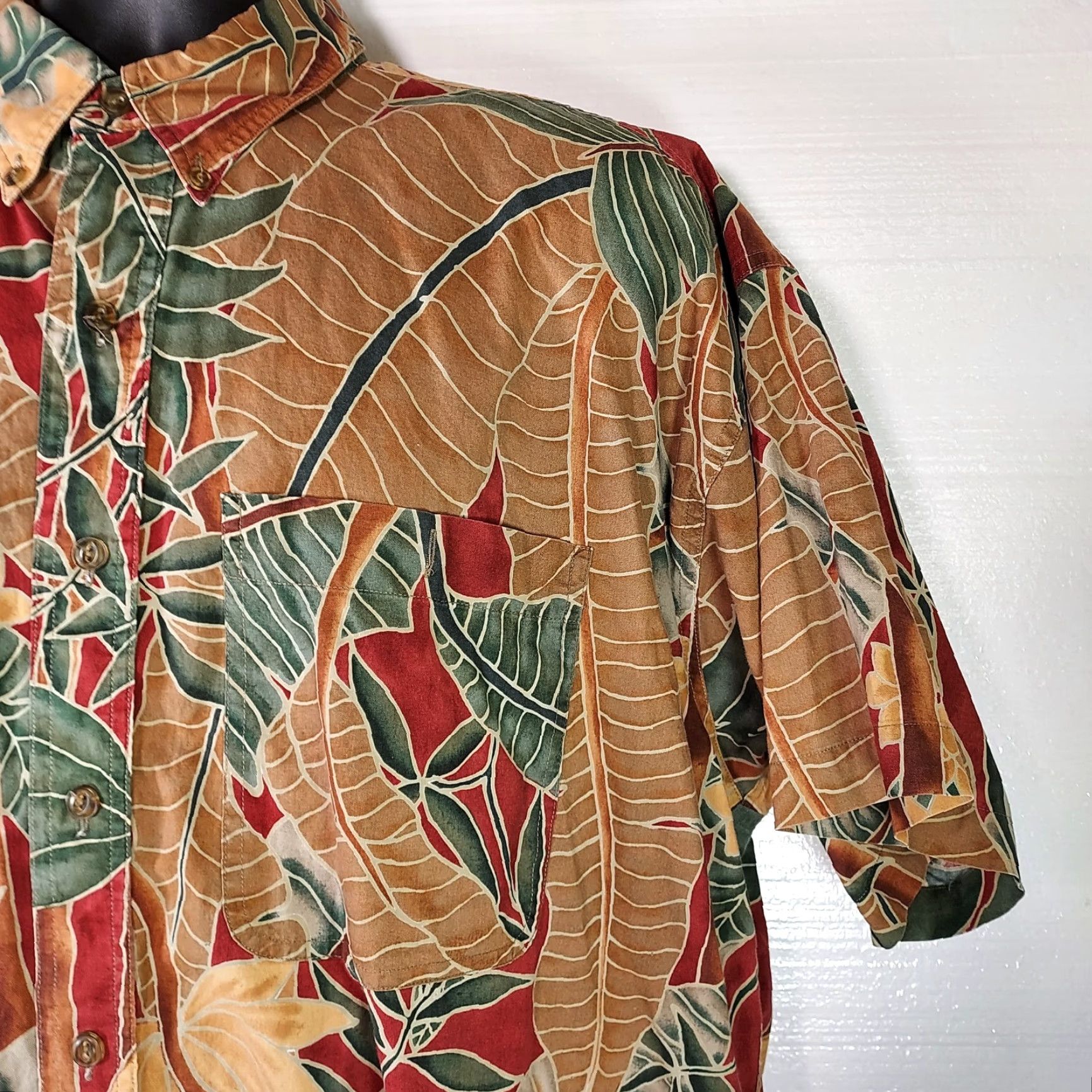 Ralph Lauren VINTAGE Ralph Lauren Shirt Men's XL Brown Tropical Botanical Short Sleeve Button-Up Shirt Size US XL / EU 56 / 4 - 3 Thumbnail
