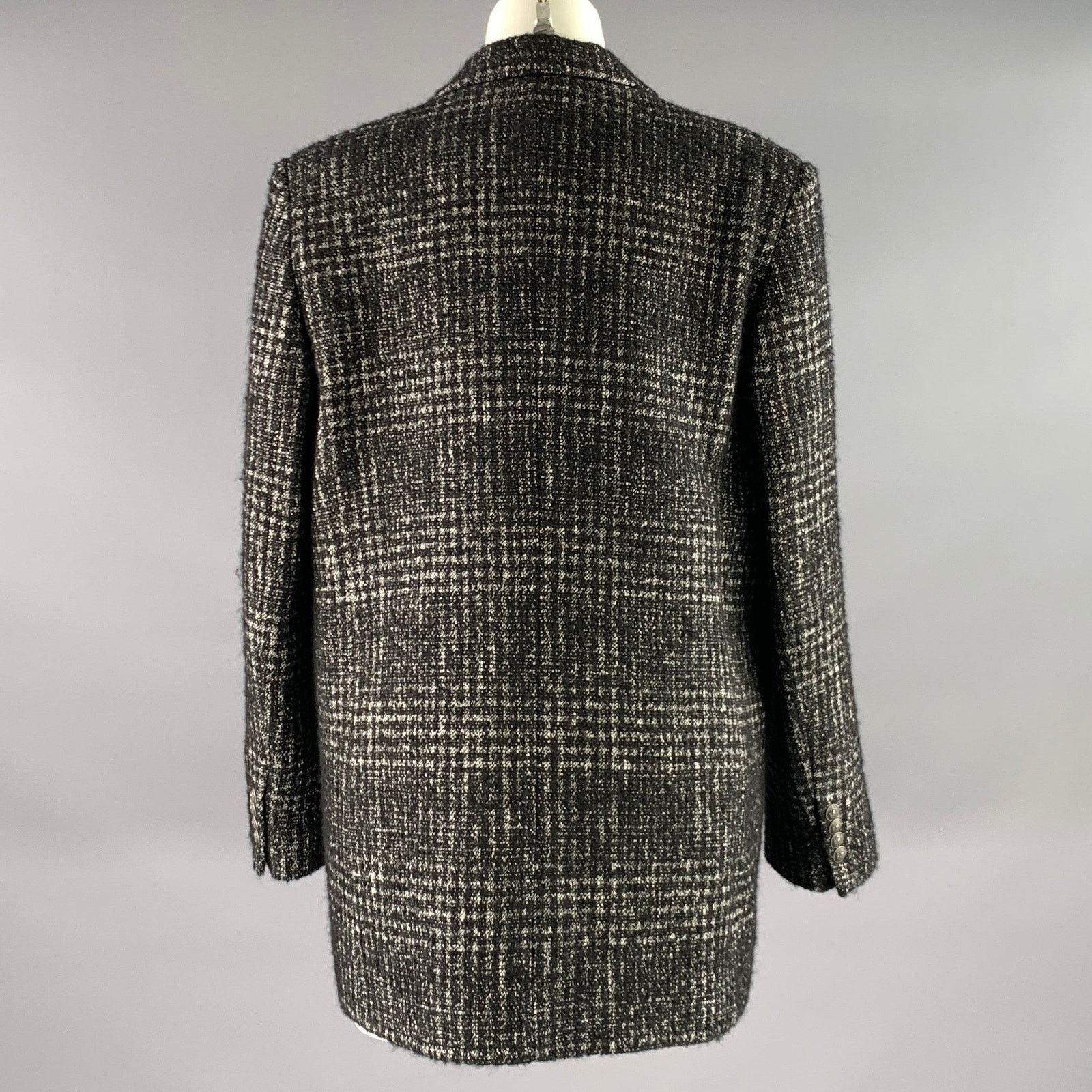 The Kooples THE KOOPLES Size 6 Black White Wool Blend Notch Lapel Jacket Size M / US 6-8 / IT 42-44 - 4 Thumbnail