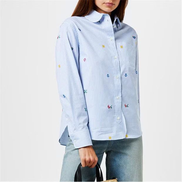 Kenzo o1g2r1mq1024 Pixel Striped Shirt in Light Blue Size M / US 6-8 / IT 42-44 - 4 Thumbnail