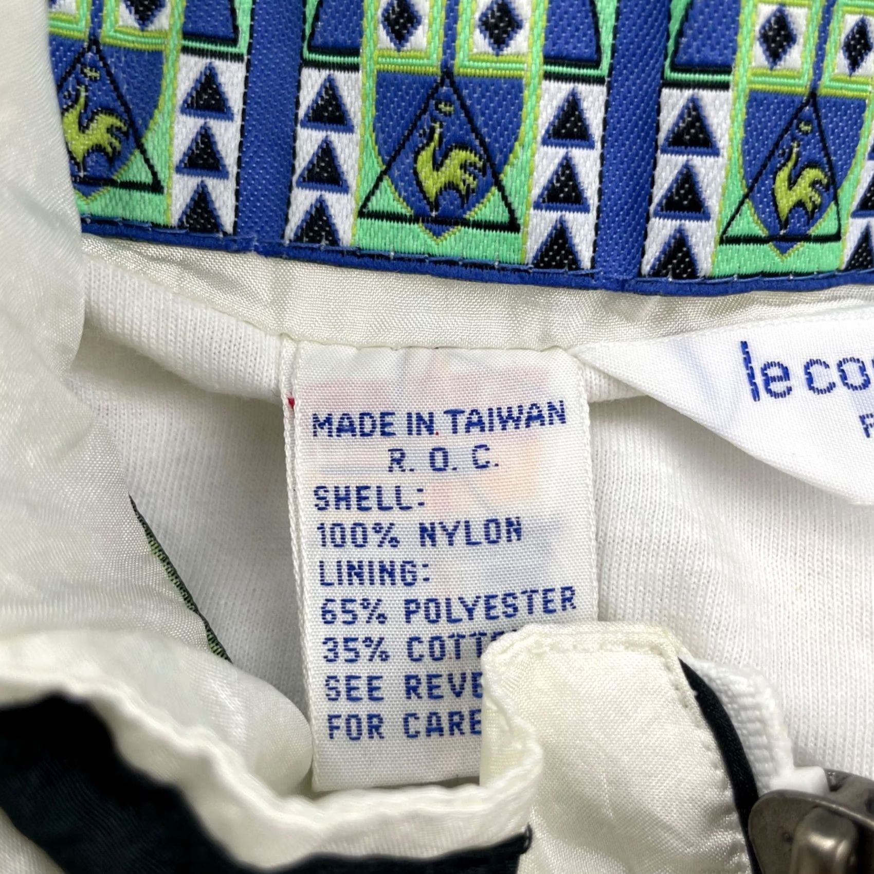 Le Coq Sportif VINTAGE Le Coq Sportif Windbreaker Jacket Medium Mens White/Blue/Green Nylon Lined Full Zip Size US M / EU 48-50 / 2 - 5 Thumbnail