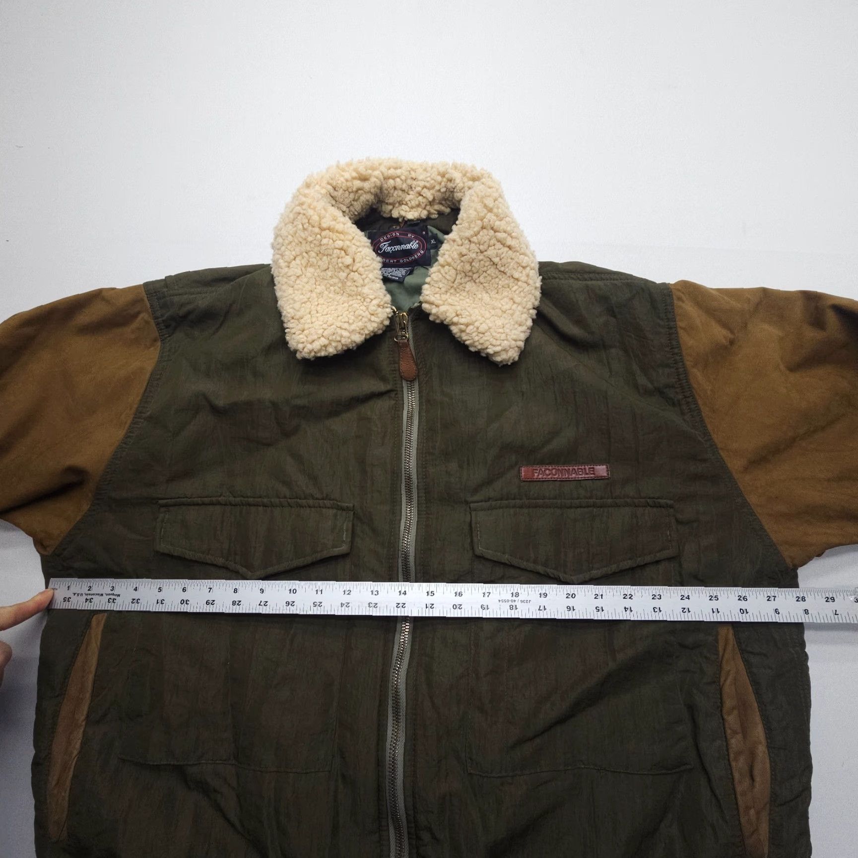 Faconnable VINTAGE Façonnable Flight Jacket Mens XL Blue Suede Nylon Bomber with Shearling Collar Full Zip Size US XL / EU 56 / 4 - 7 Thumbnail