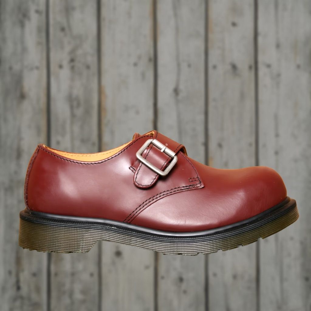 Dr. Martens Dr. Martens Joey Cherry Red Leather Steel Toe Monk Strap Loafers UK 4 | US 6 Women Leather Steel Toe Monk Strap Loafers Size US 6 / IT 36 - 1 Thumbnail