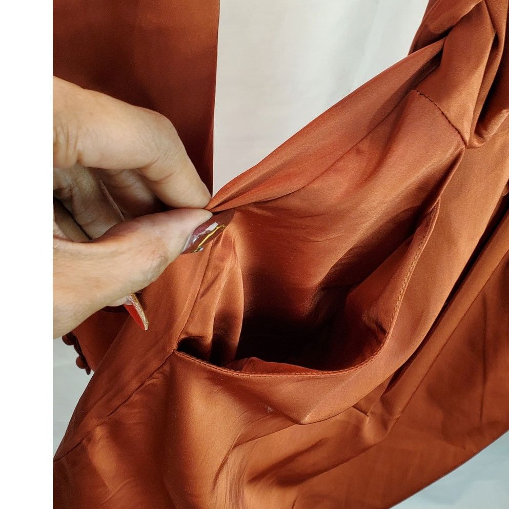 Other Hers & Mine Rust Satin Button Long Sleeve Shirt Dress Size S Size S / US 4 / IT 40 - 5 Thumbnail