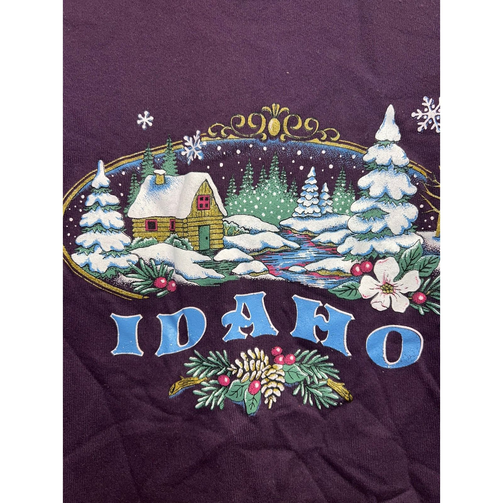 Jerzees Vintage Idaho Sweatshirt Winter Snow Crewneck Purple 90s L Size US L / EU 52-54 / 3 - 3 Thumbnail