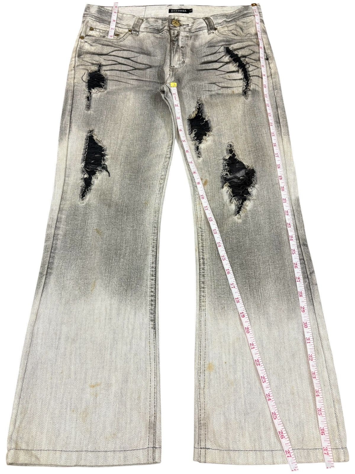 pandora Vintage Japanese Pandora Charcoal Wash Distress Flare Jeans Size US 33 - 12 Thumbnail