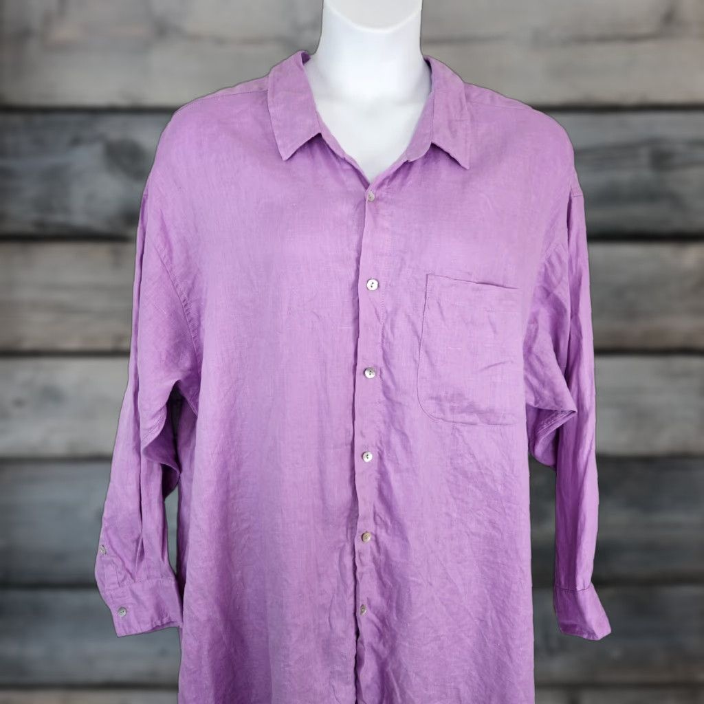 Vintage Rove Womens Linen Shirt Dress Sz 3X Purple Long Sleeve Shirt Dress Womens Plus 3X Purple Linen Size XXL / US 16-18 / IT 52-54 - 1 Thumbnail