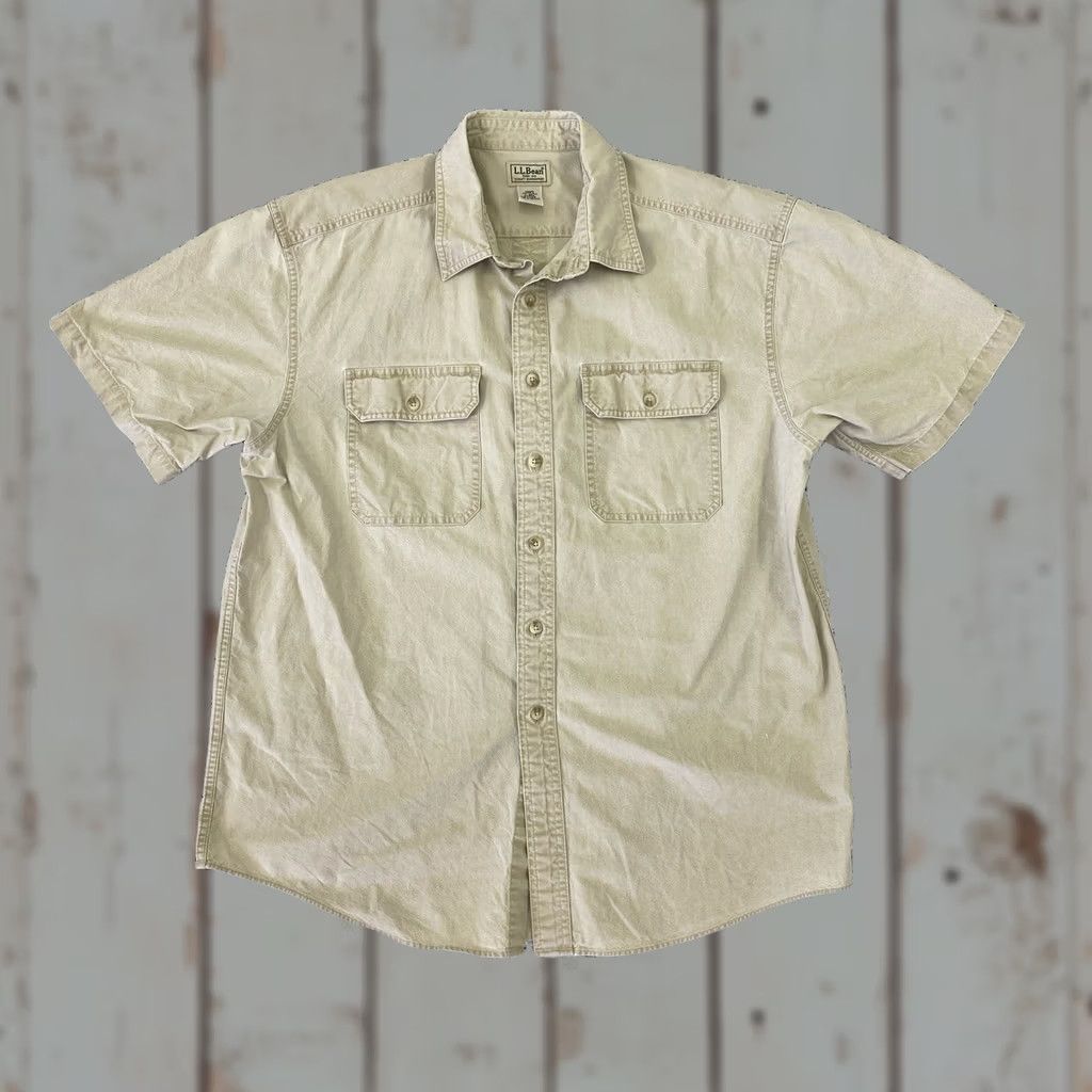 Vintage VINTAGE L.L. Bean Shirt Mens Large Tan Cotton Button-Up Outdoors Pockets Vintage Size US L / EU 52-54 / 3 - 1 Thumbnail