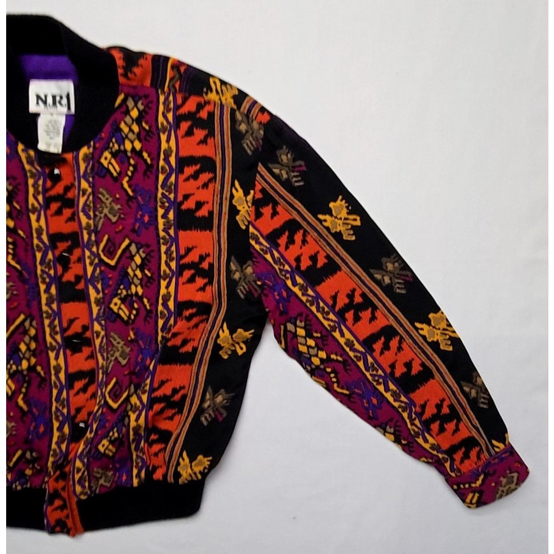 Vintage Vintage NR1 Jacket Womens 4P Aztec Pattern Bomber 80s Size S / US 4 / IT 40 - 4 Thumbnail