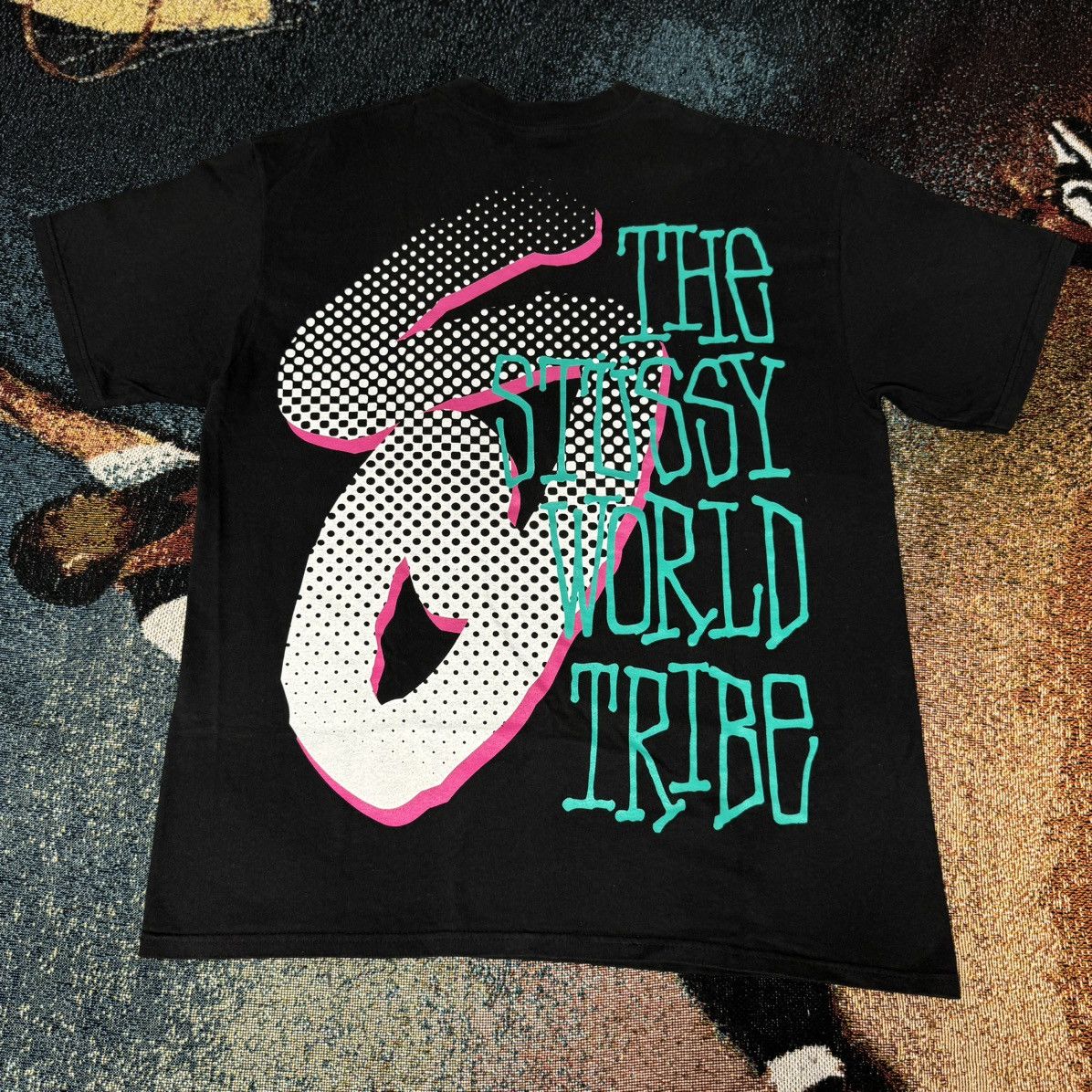 Stussy × Vintage VINTAGE STUSSY WORLD TRIBE TEE BLACK Size US L / EU 52-54 / 3 - 5 Thumbnail