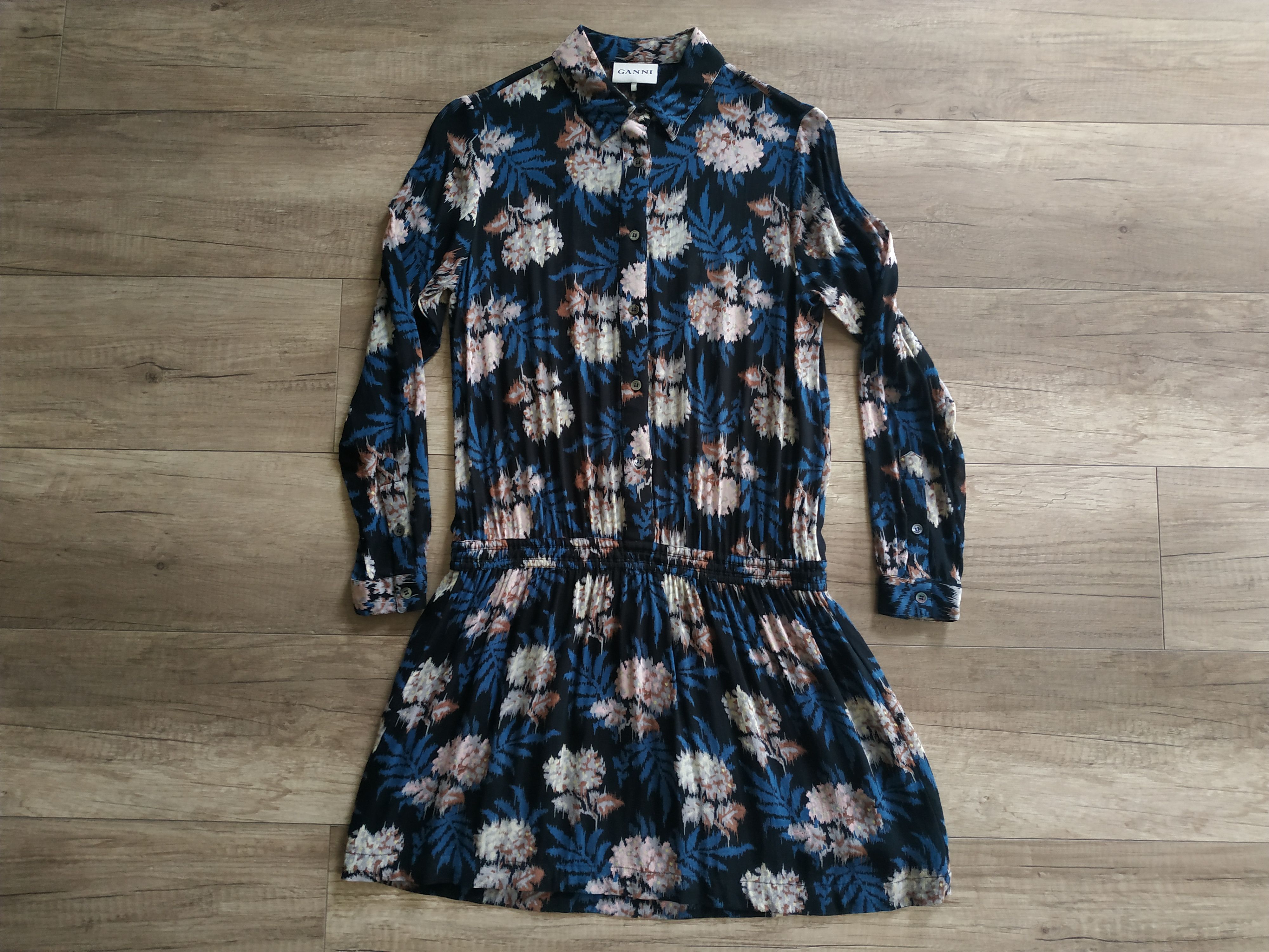 Ganni GANNI Georgette Women's Floral Print Midi Dress, s. SMALL Size S / US 4 / IT 40 - 1 Thumbnail