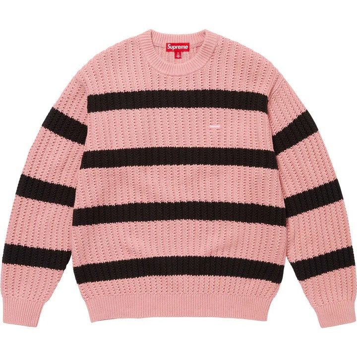 Supreme Supreme Loose Gauge Stripe Small Box Sweater Large Pink Size US L / EU 52-54 / 3 - 3 Thumbnail