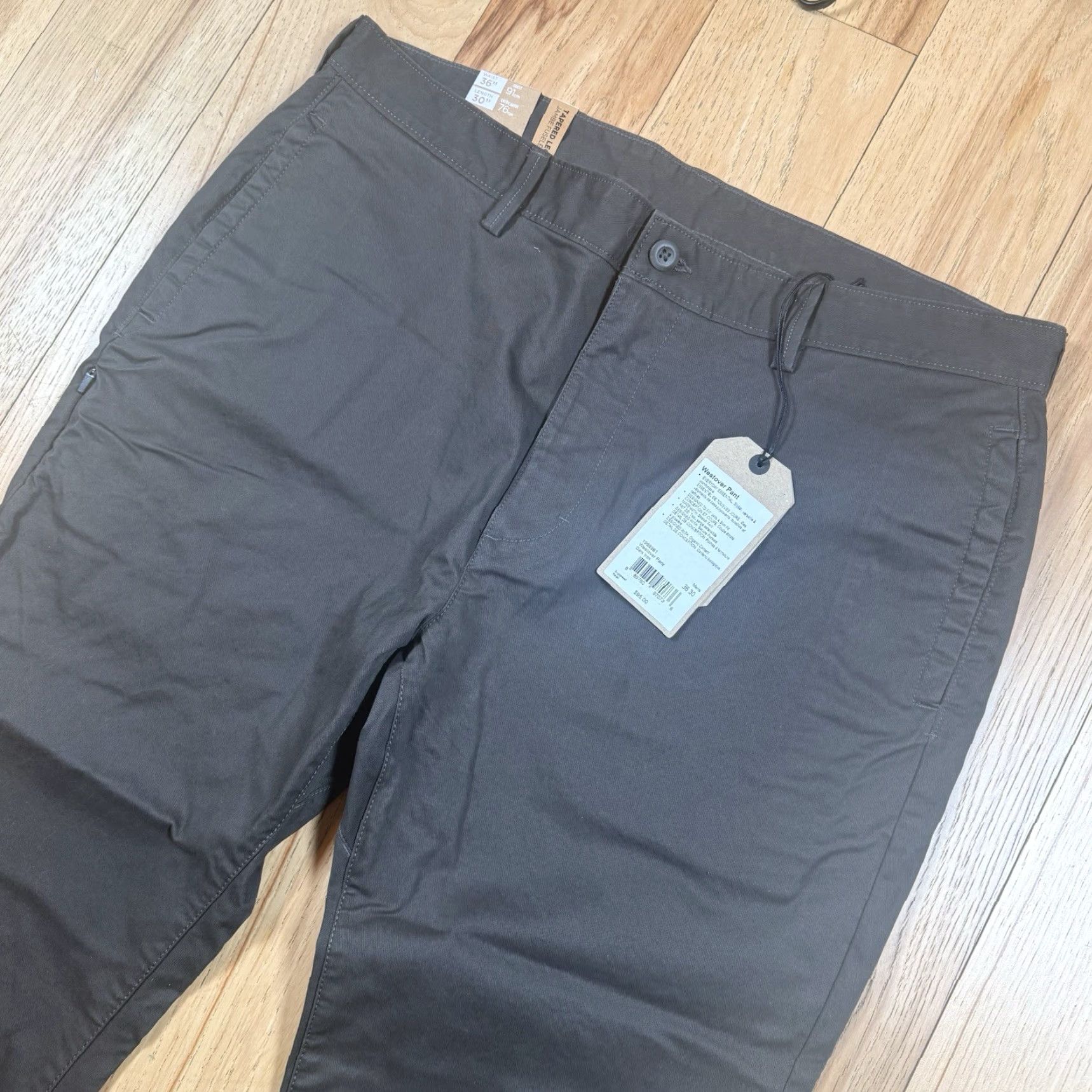 Prana NWT prAna Westover Pants Mens 36x30 Tapered Leg Dark Iron Gray Chino Size 36 Regular Mens Gender: Mens Size US 36 / EU 52 - 2 Thumbnail