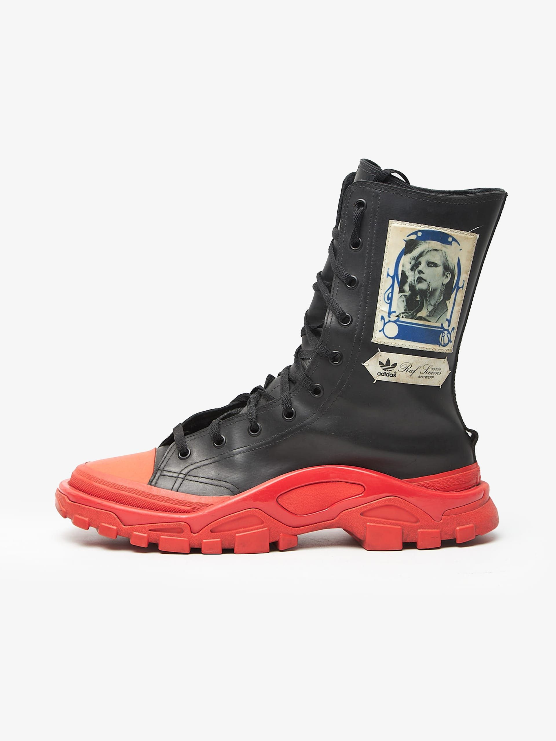 Black and Red Patched Detroit High Leather Boots