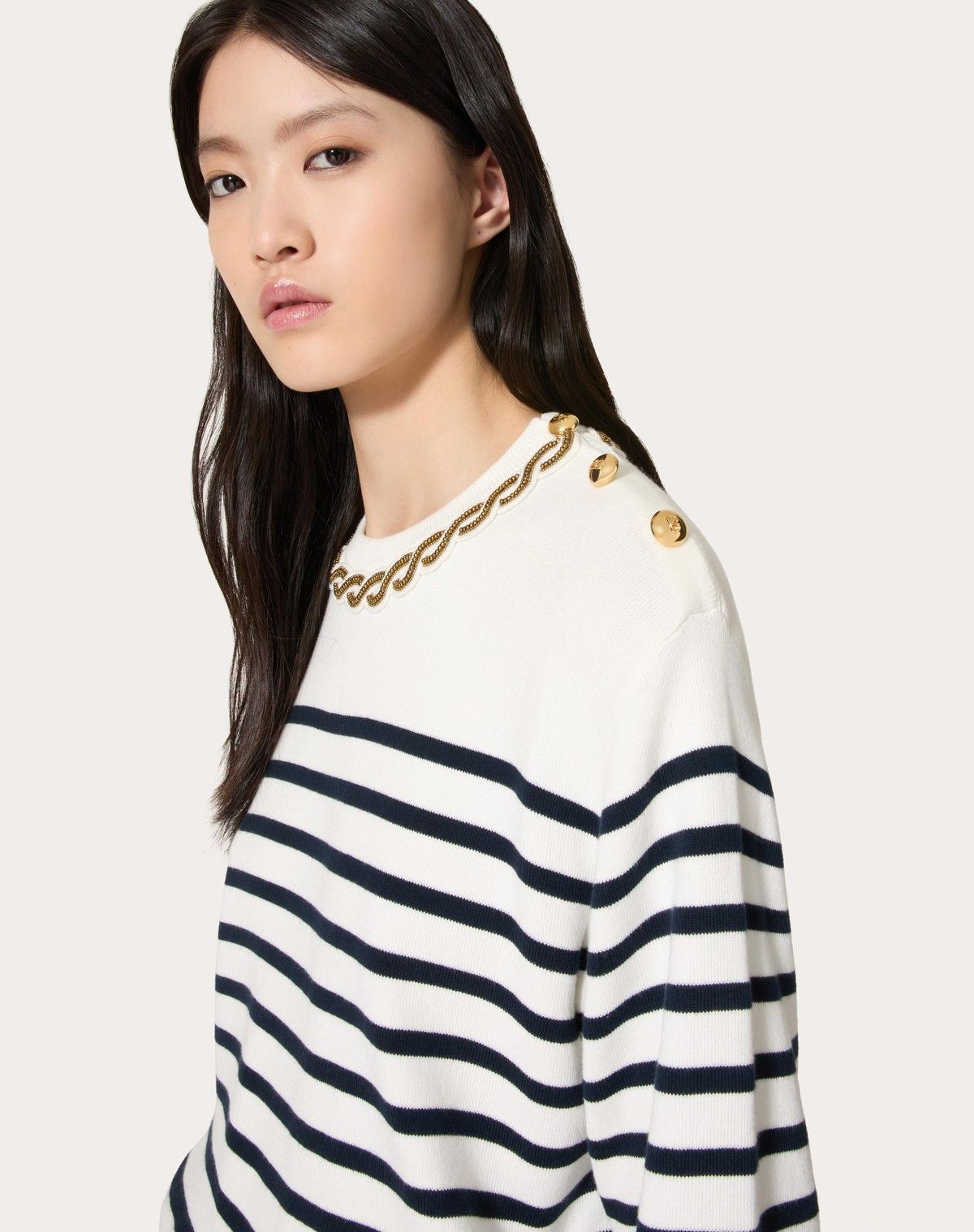 Valentino o1s1wg110525 Embroidered Cotton Sweater in White Size XS / US 0-2 / IT 36-38 - 5 Thumbnail