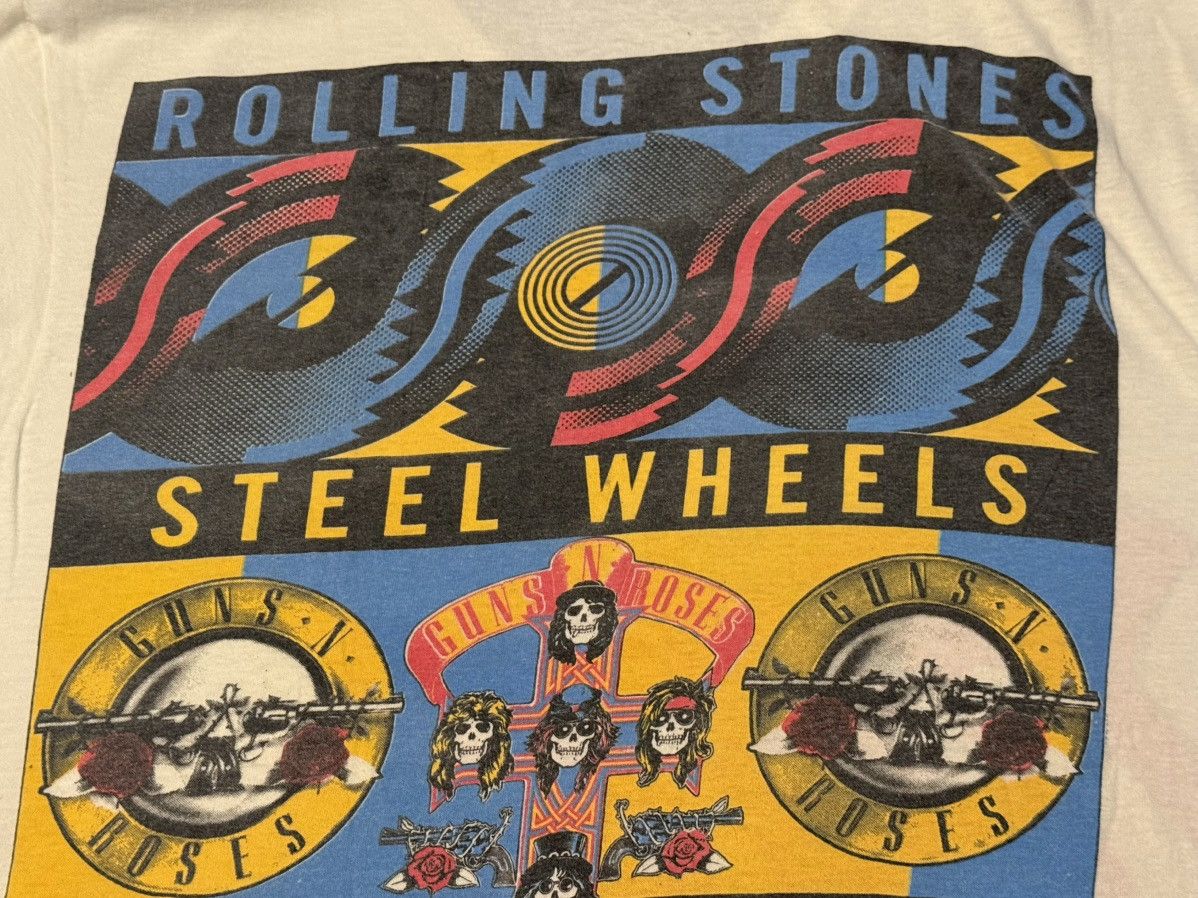 The Rolling Stones Vintage Rolling Stones Guns & Roses Steel Wheels ‘89 T-Shirt Size US XL / EU 56 / 4 - 9 Thumbnail