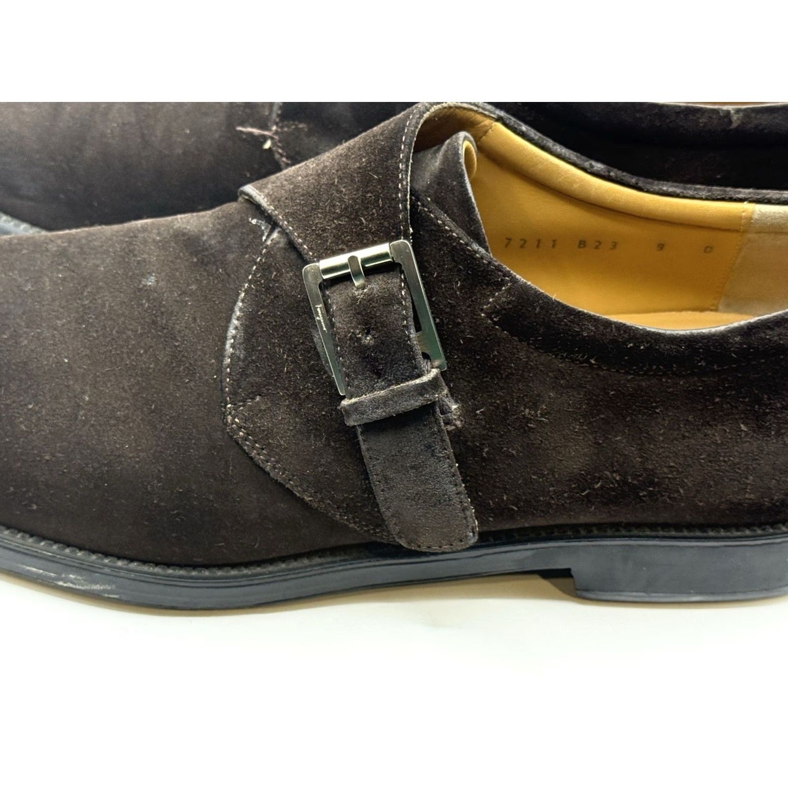 Salvatore Ferragamo VINTAGE Salvatore Ferragamo Monk Strap Dress Shoes Men Brown Leather Sz 9.5D Captoe Suede Leather Brown Size US 10 / EU 43 - 5 Thumbnail