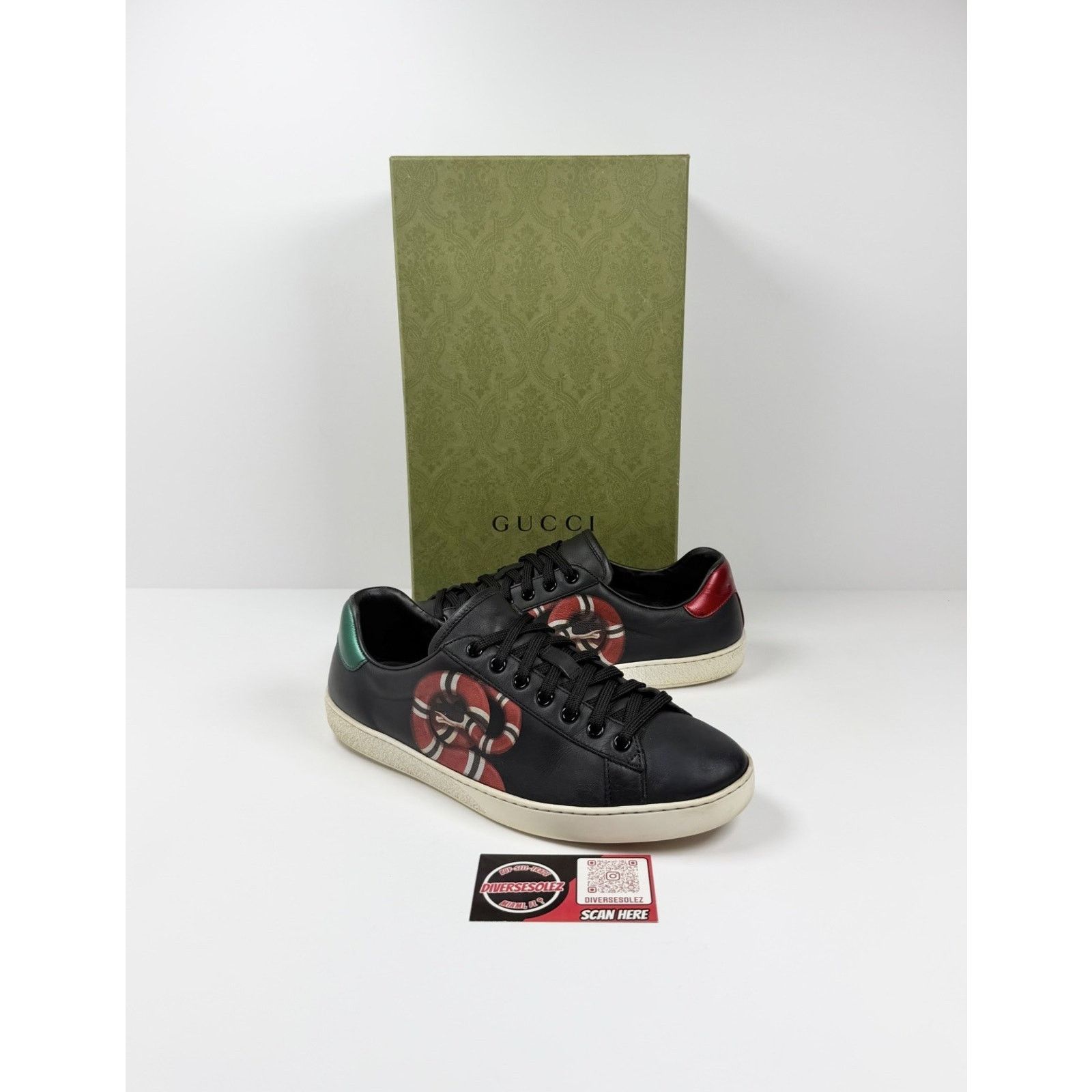 Gucci Size 8US - Gucci Ace Kingsnake Leather Sneakers Size US 8 / EU 41 - 1 Thumbnail