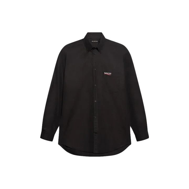 Balenciaga Balenciaga Black Logo Print Long Sleeve Shirt Size US S / EU 44-46 / 1 - 1 Thumbnail