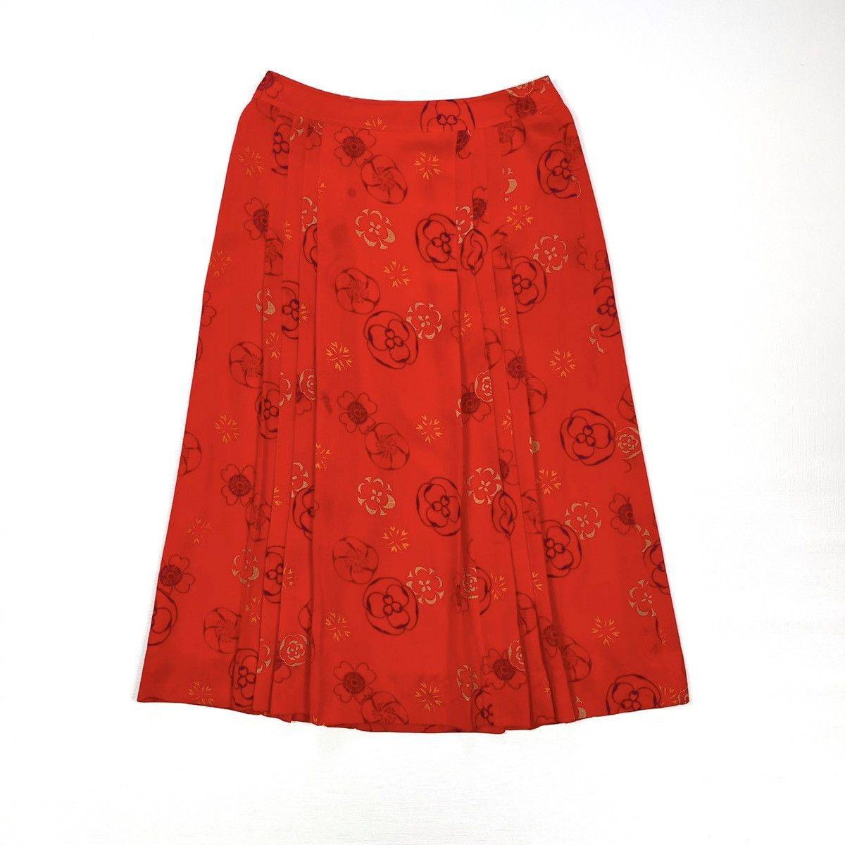 Celine Vintage 80s CELINE Paris Skirt Suit Red Floral Wool Size 40 Size M / US 6-8 / IT 42-44 - 18 Thumbnail