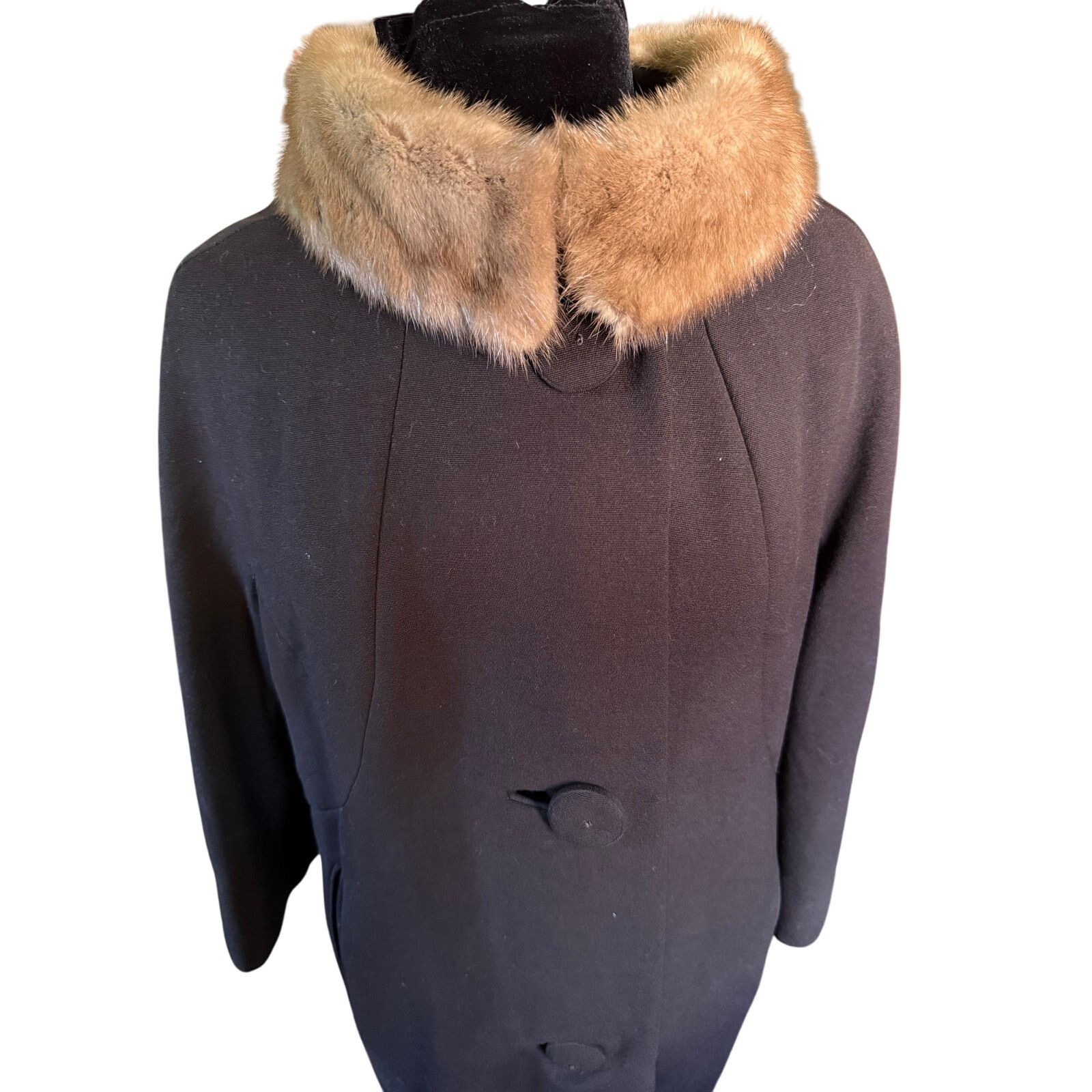 Vintage Vintage 60’s Union Made Black Brown Mink Fur Collar Coat Med Size M / US 6-8 / IT 42-44 - 9 Thumbnail
