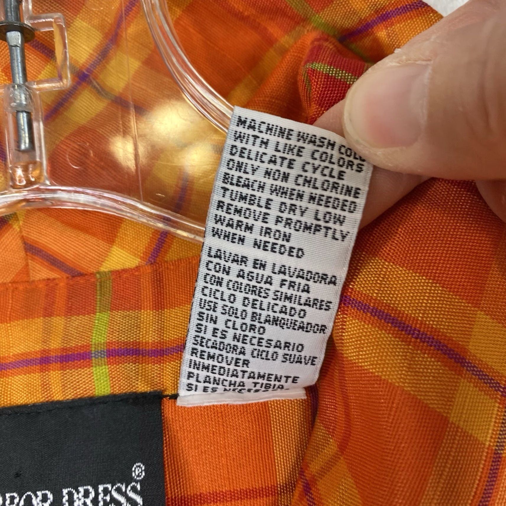 Vintage Sag Harbor Womens Button-Up Plaid Orange 16 Rayon Blend Beach Shirt Casual Travel Womens Size XXL / US 16-18 / IT 52-54 - 6 Thumbnail