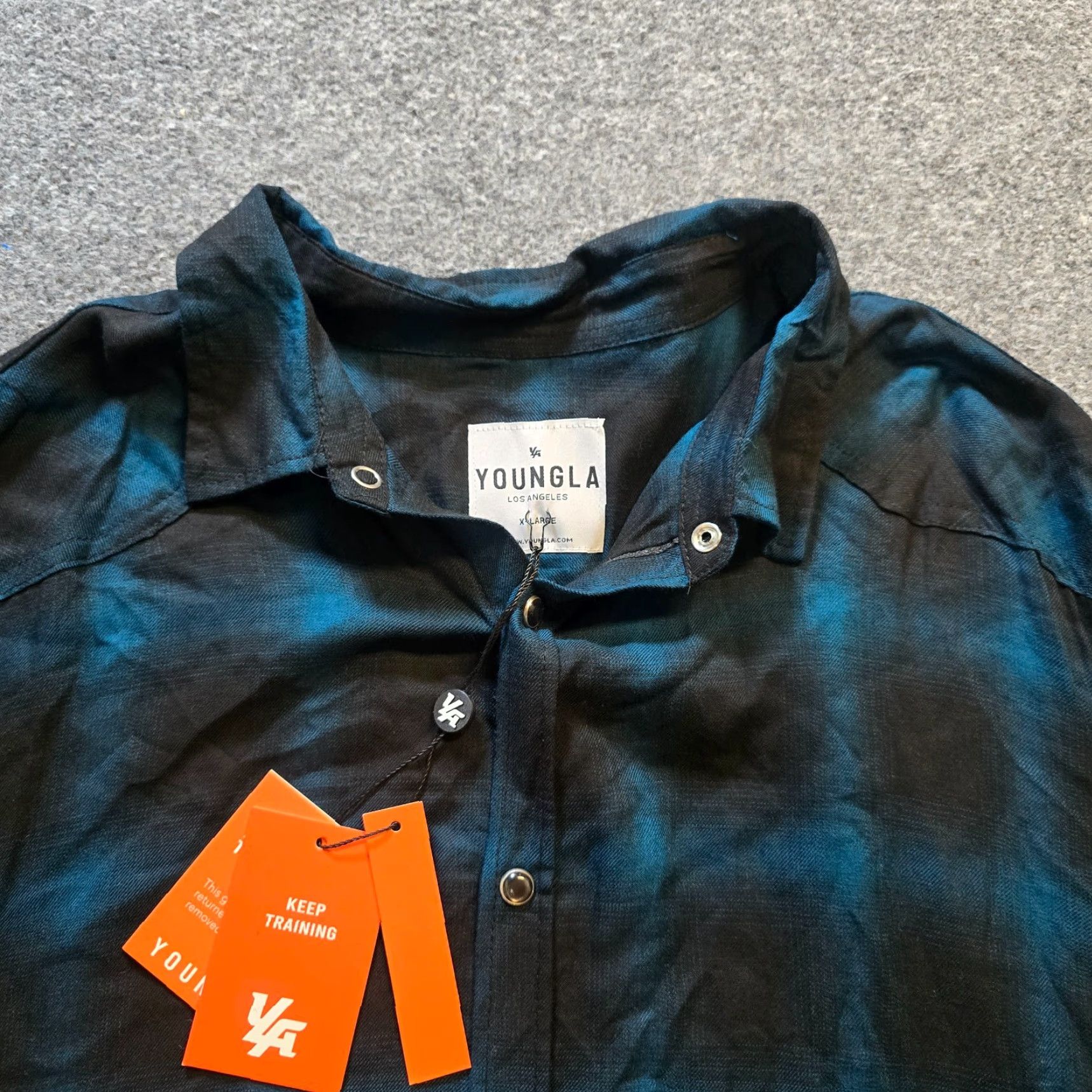 YoungLA Youngla Shirt Mens XL Black Blue Plaid Pearl Snap Button Long Sleeve Casual Size US XL / EU 56 / 4 - 2 Thumbnail