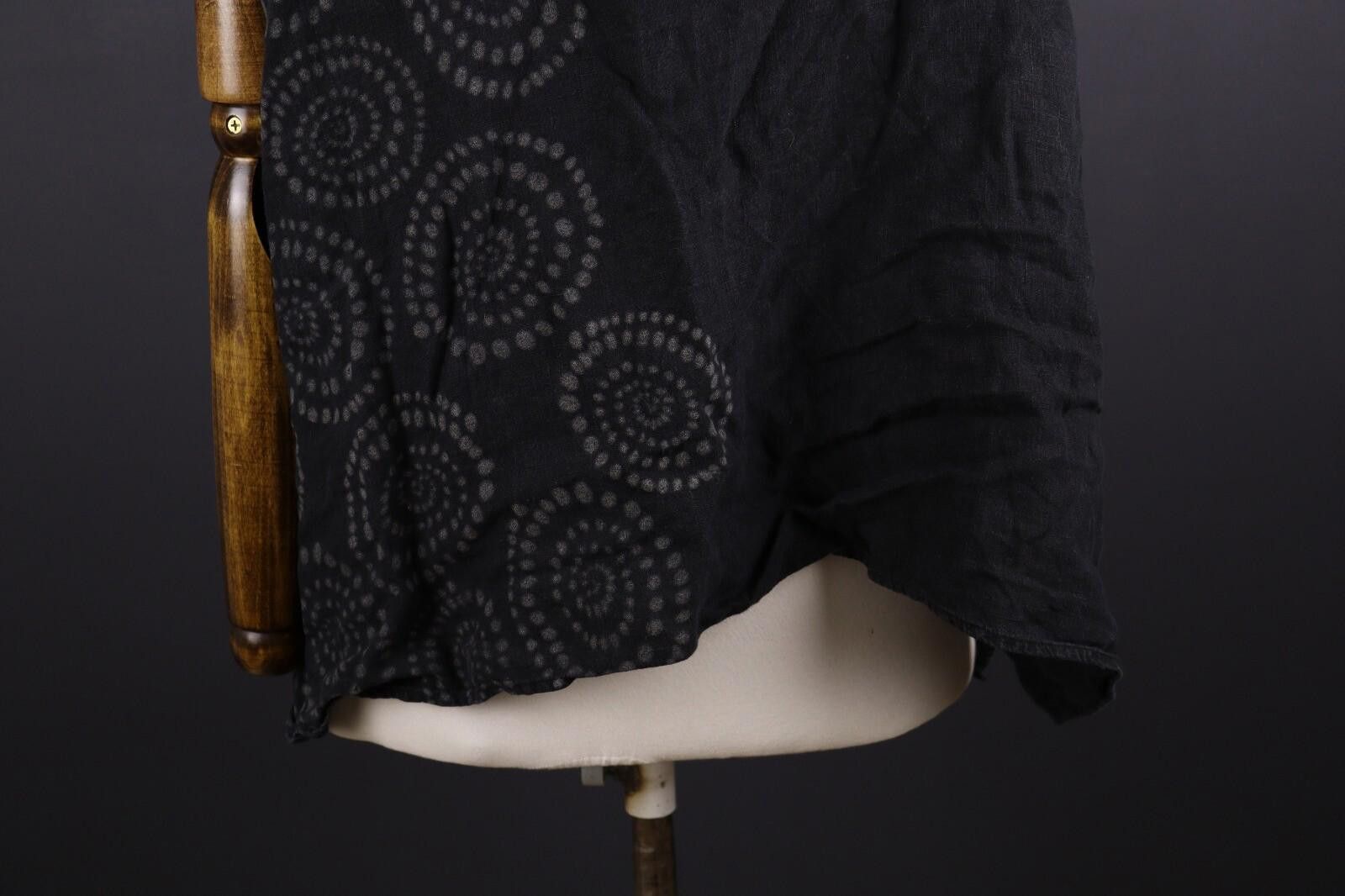Designer Elemente Clemente Black Lagenlook Floral Linen Top Shirt 3 Size M / US 6-8 / IT 42-44 - 8 Thumbnail