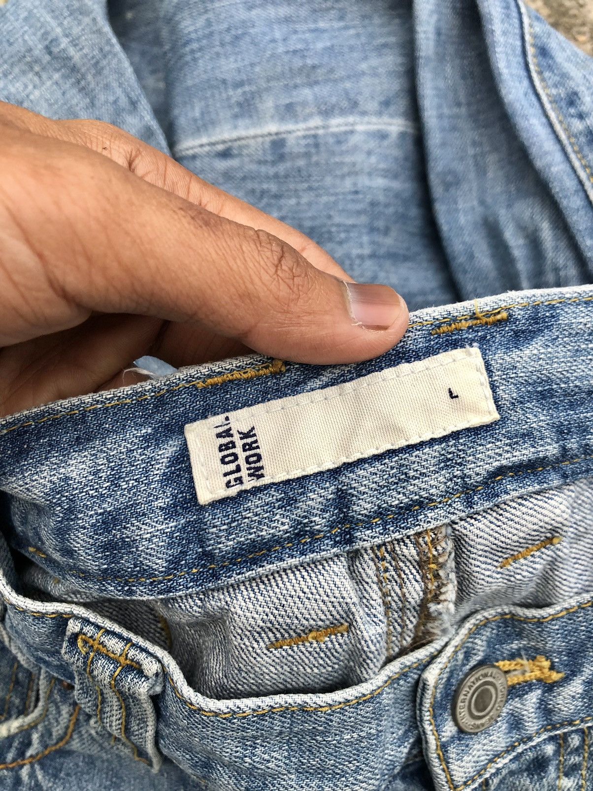 Global Work TWIST BUCKLE BACK DISTRESSED DENIM Size US 33 - 3 Thumbnail