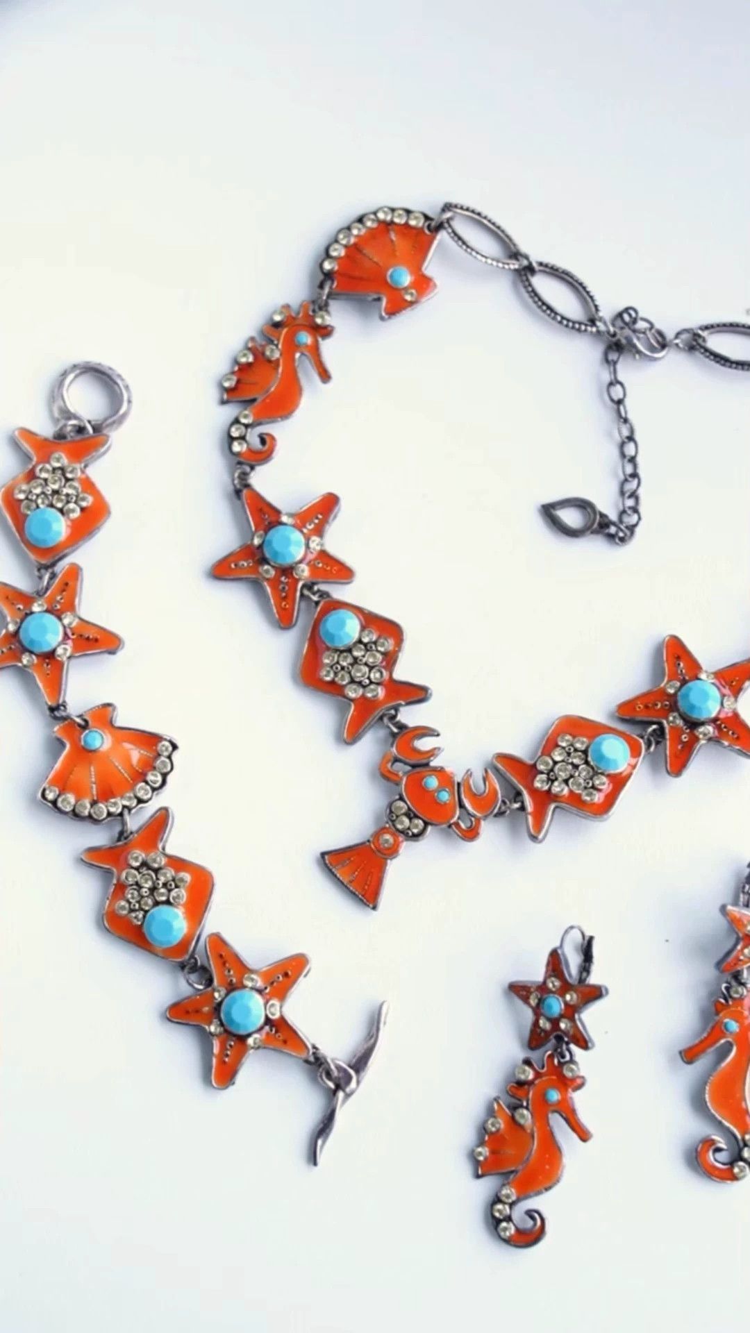 Other Taratata Ocean 4pc Enamel Rhinestone Jewelry Set Orange Size ONE SIZE - 1 Thumbnail